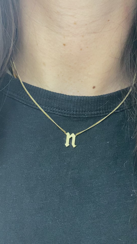 Large Gothic Initial Curb Necklace 
