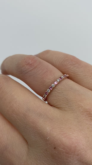 2mm Alternating Diamond and Birthstone Ring