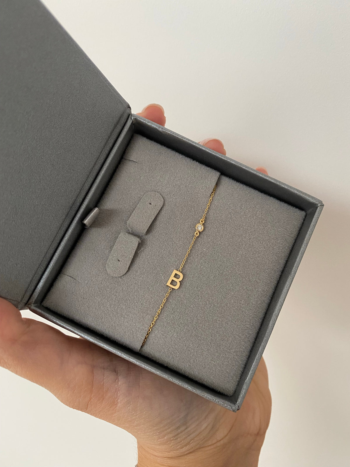 14K Gold Initial and Diamond Bracelet