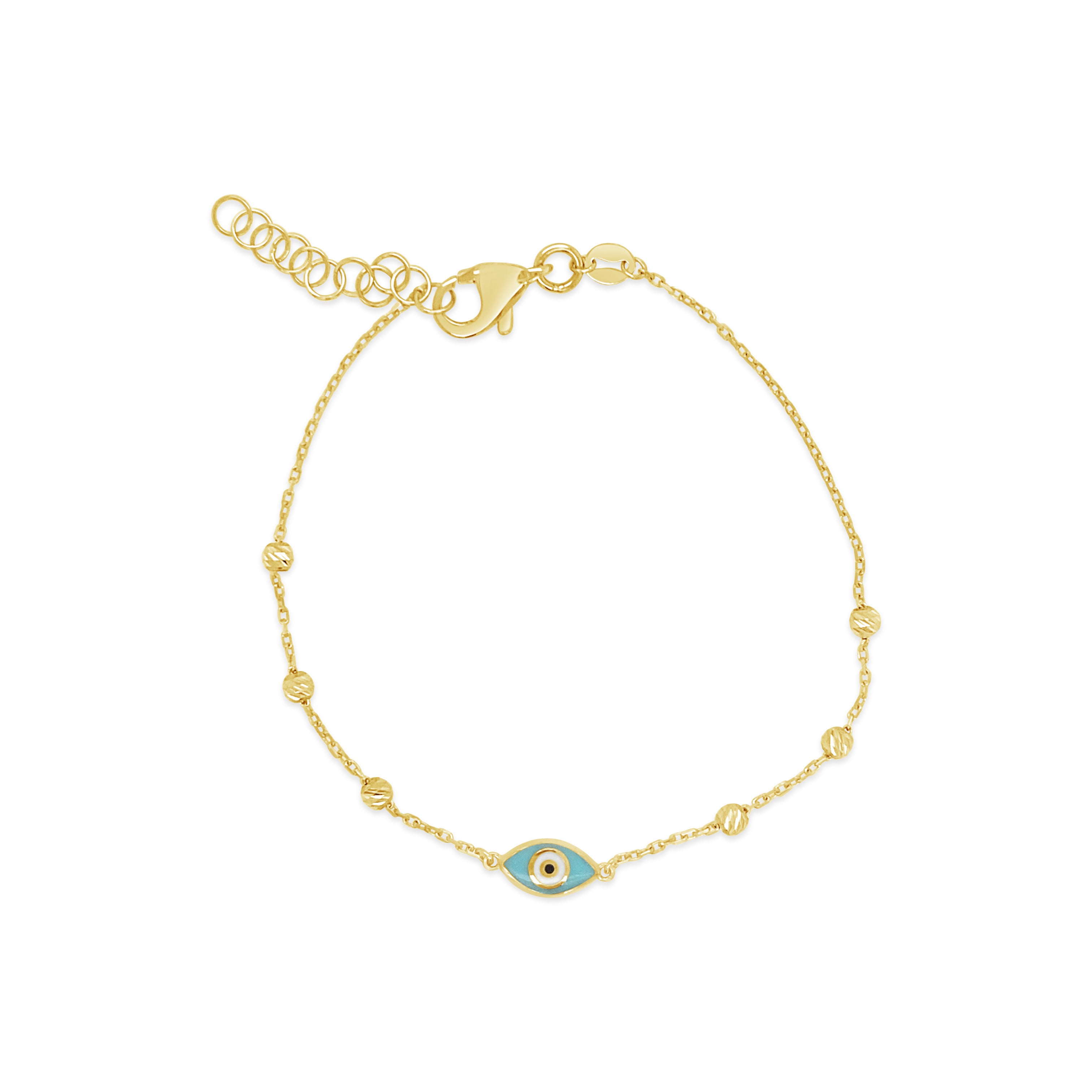 10K Gold Turquoise Evil Eye Beaded Bracelet