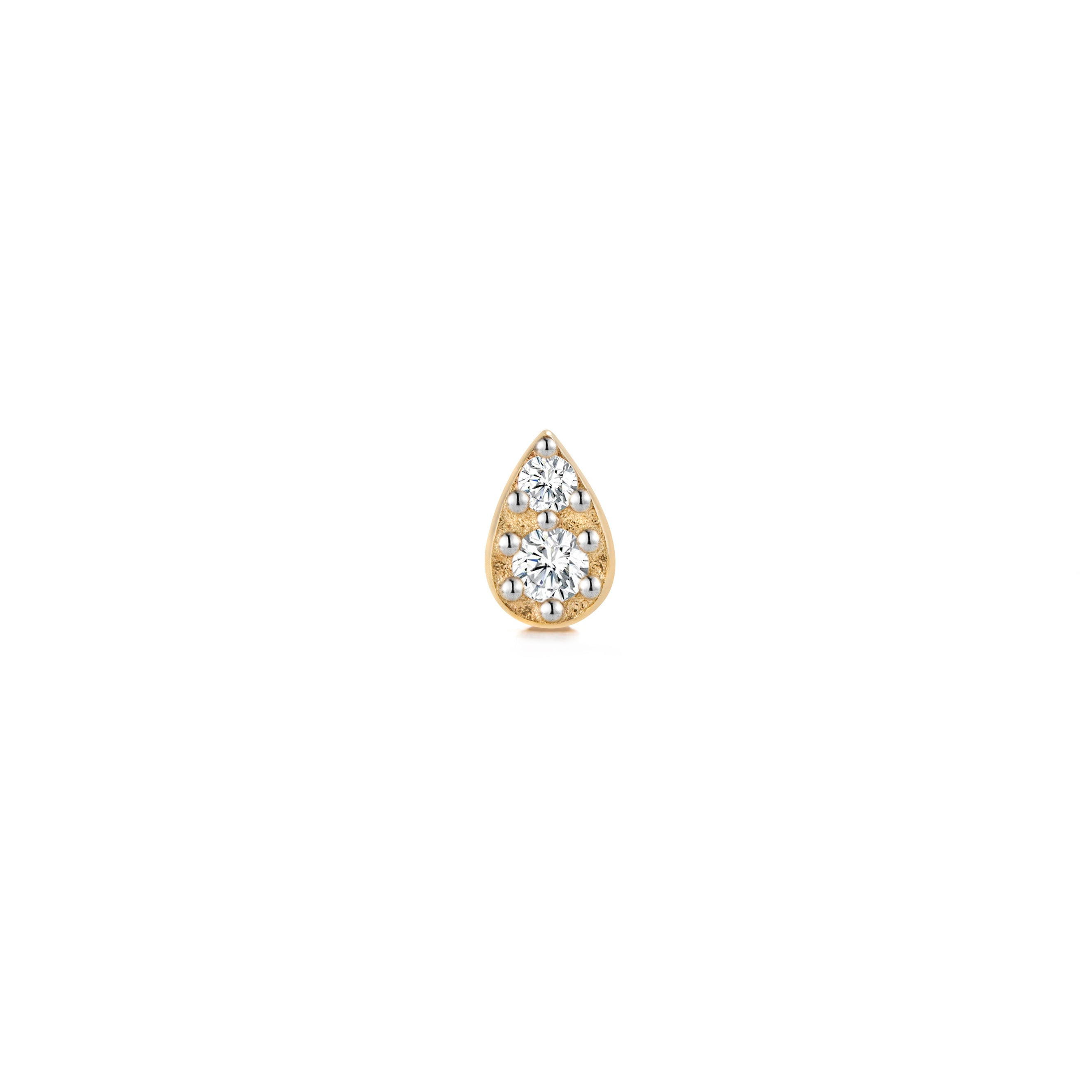 14K Gold Single Diamond Pear Teardrop Stud