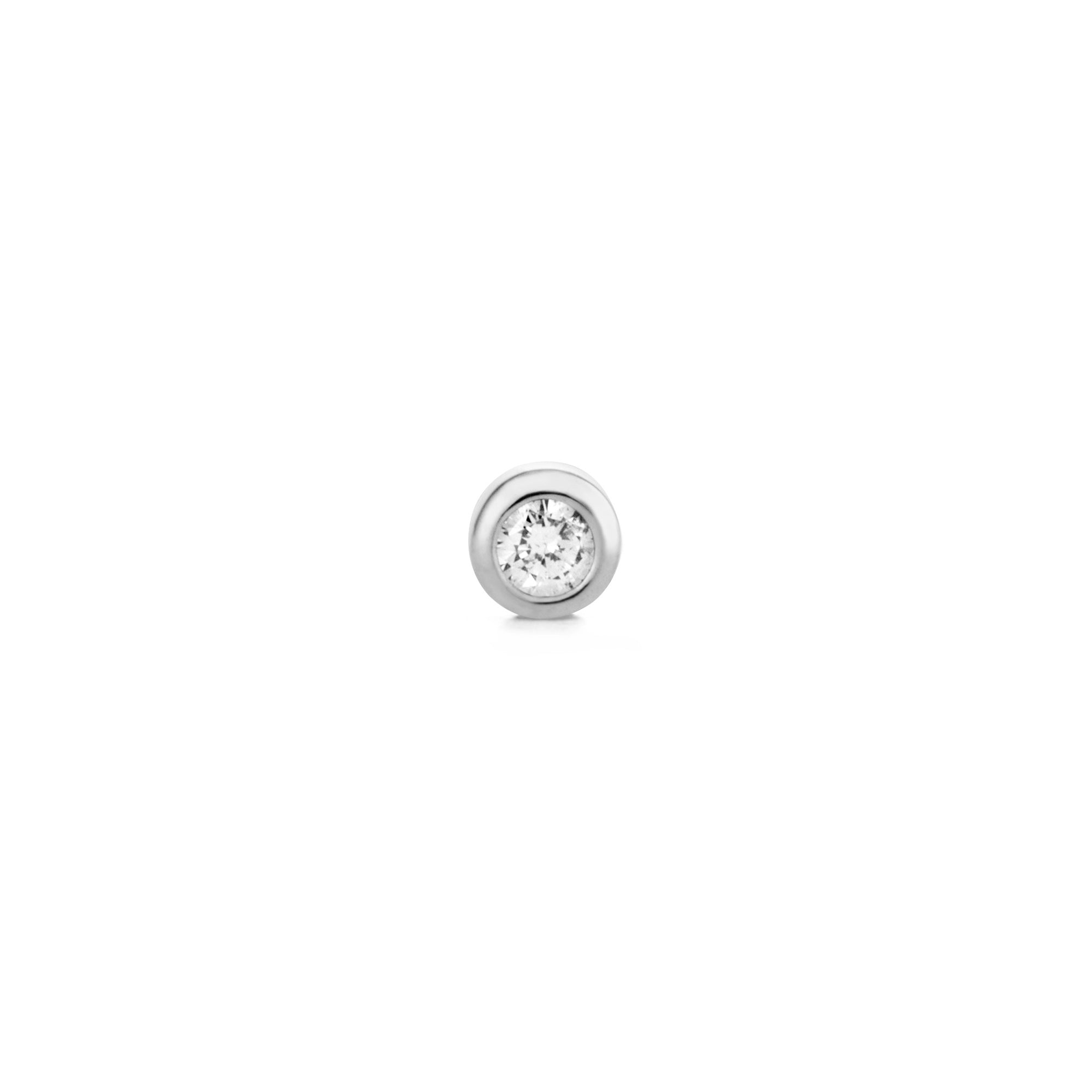 Single 14K Gold Diamond Bezel Stud