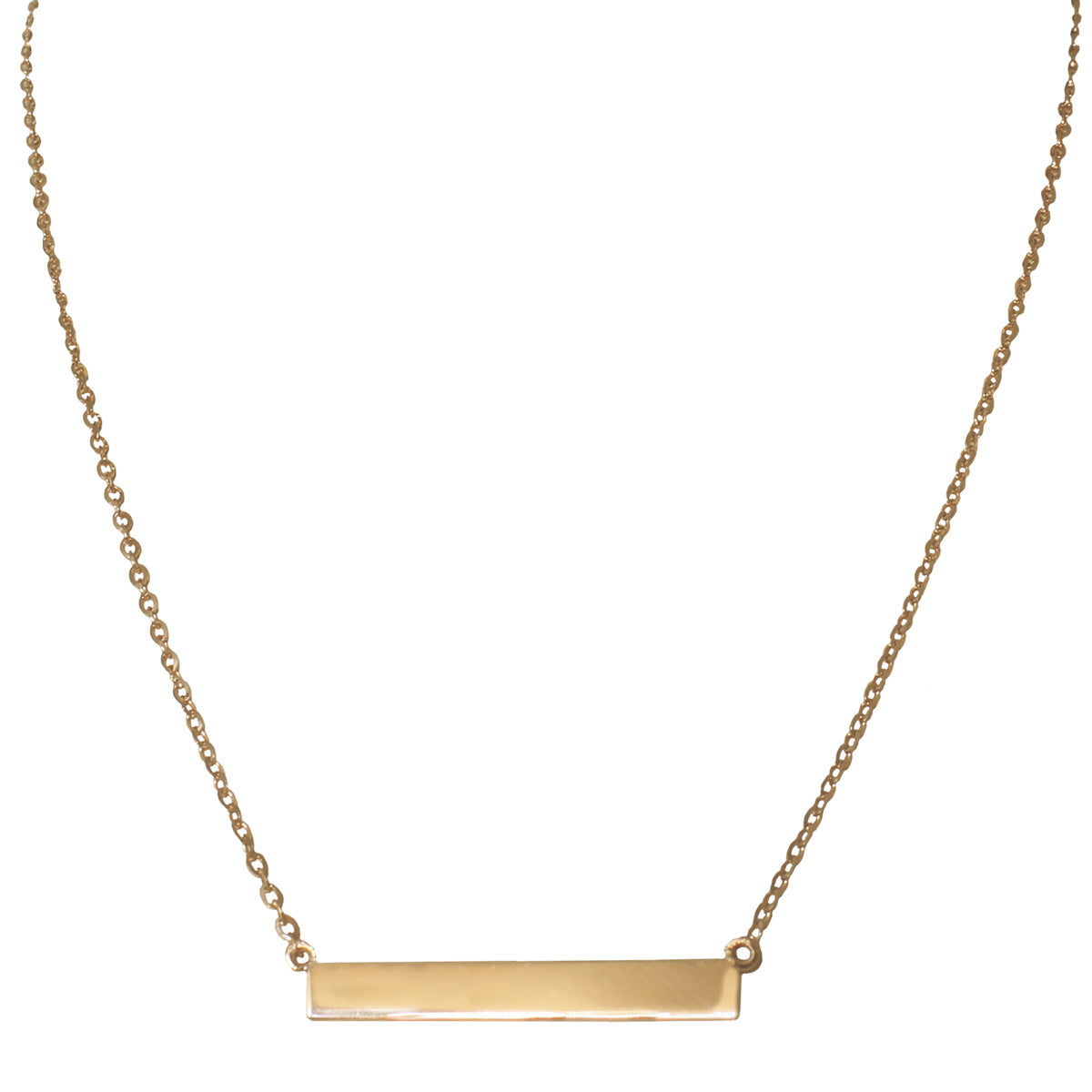 Yellow gold bar necklace by Jessica Jewellery. 