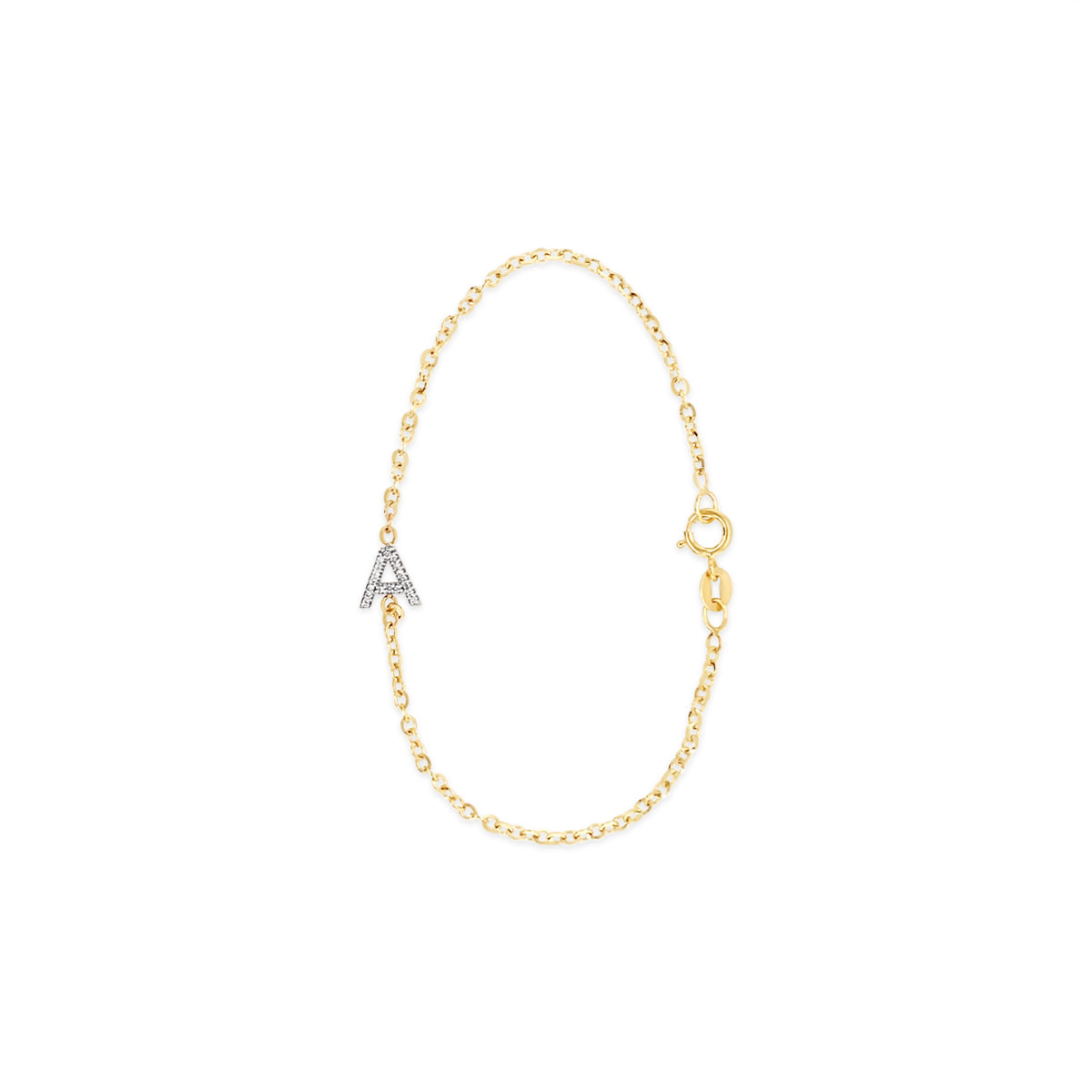10K Gold Diamond Initial Bracelet