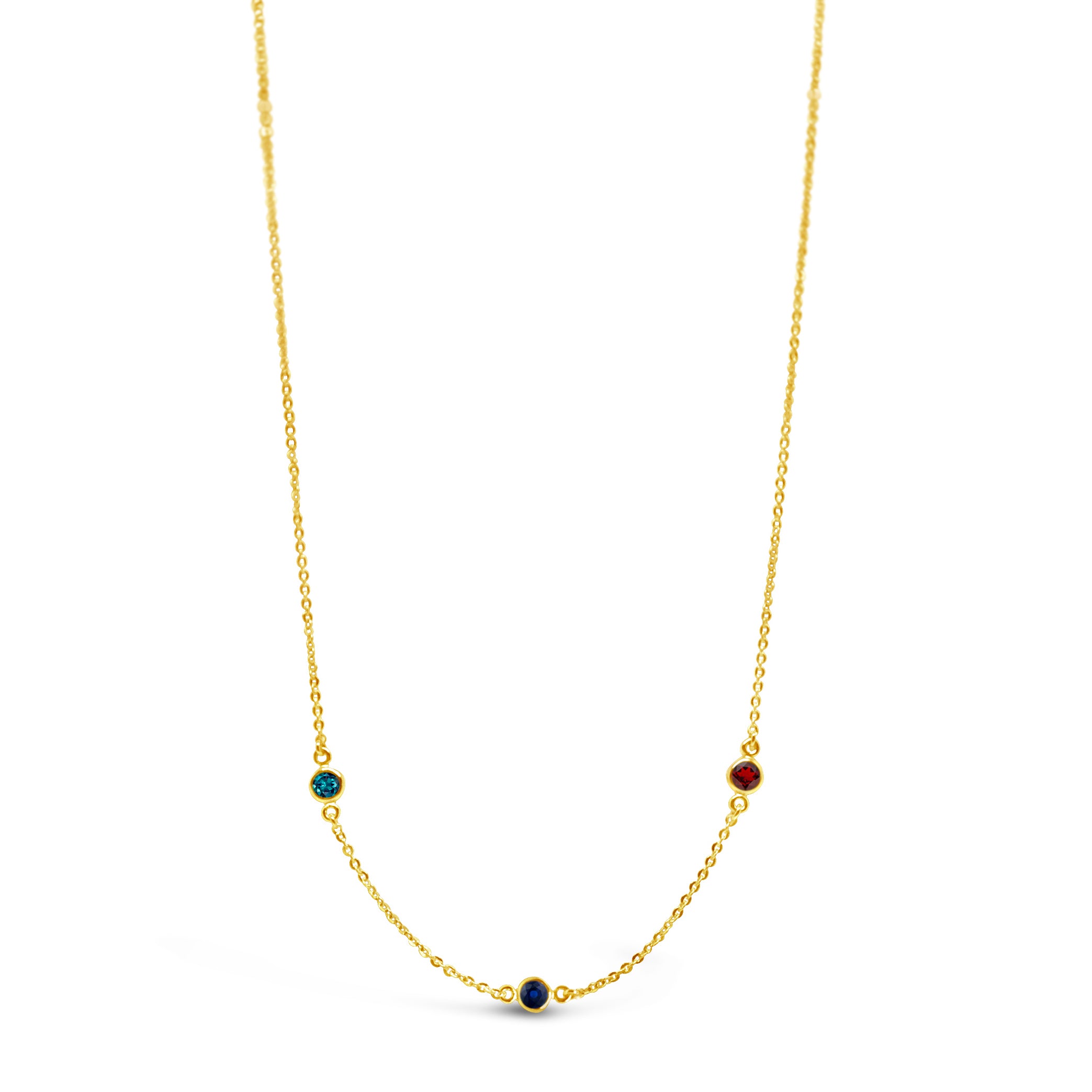14K Gold Mini Birthstone Bezel Necklace