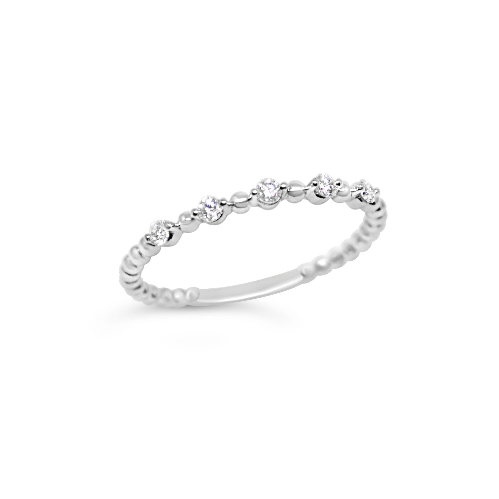 14K Gold Diamond and Bead Ring