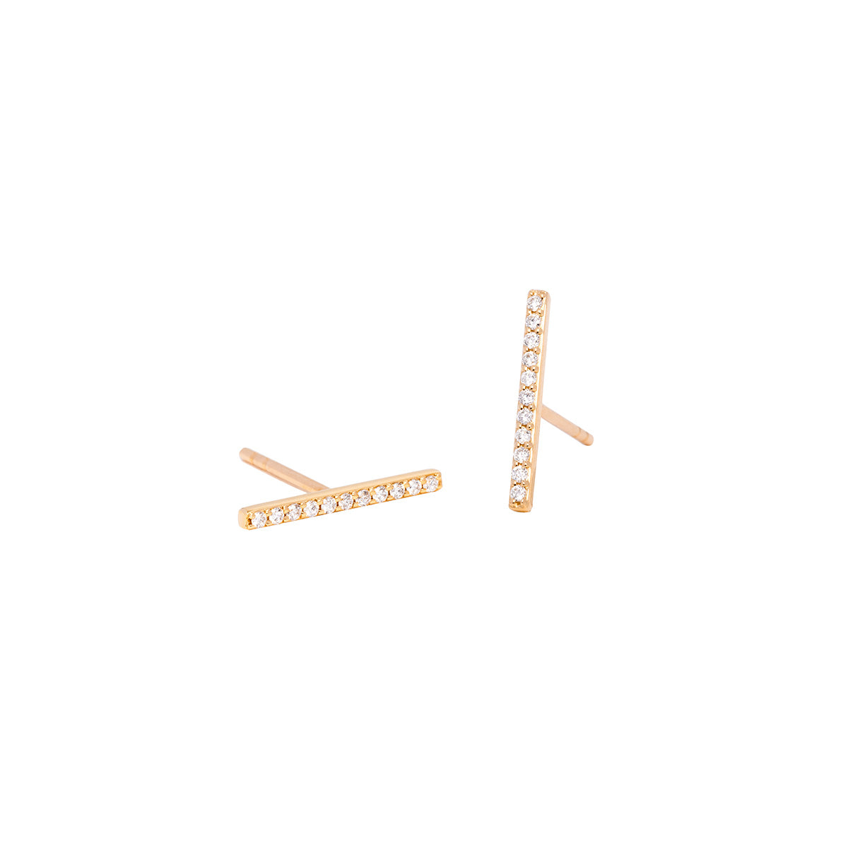 Mini diamond bar stud on sale earrings