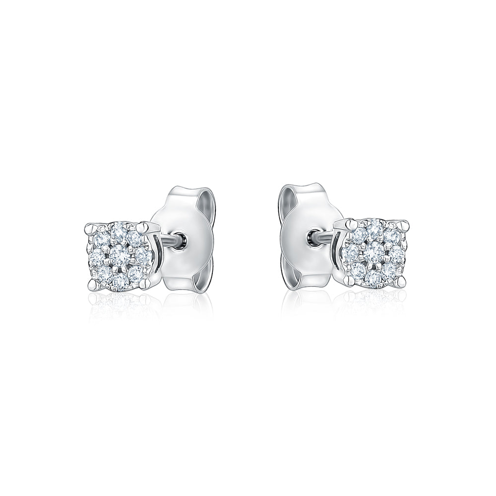Round Diamond Cluster Studs
