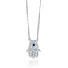 Diamond and Sapphire Hamsa Necklace