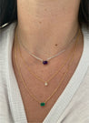 Emerald Cut Birthstone and Curb Chain Neckalce