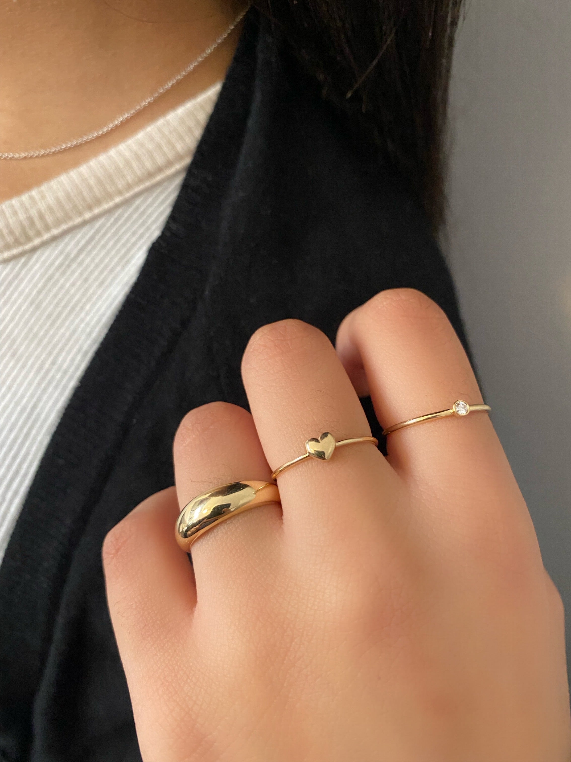 14K Gold Bezel-Set Diamond Ring