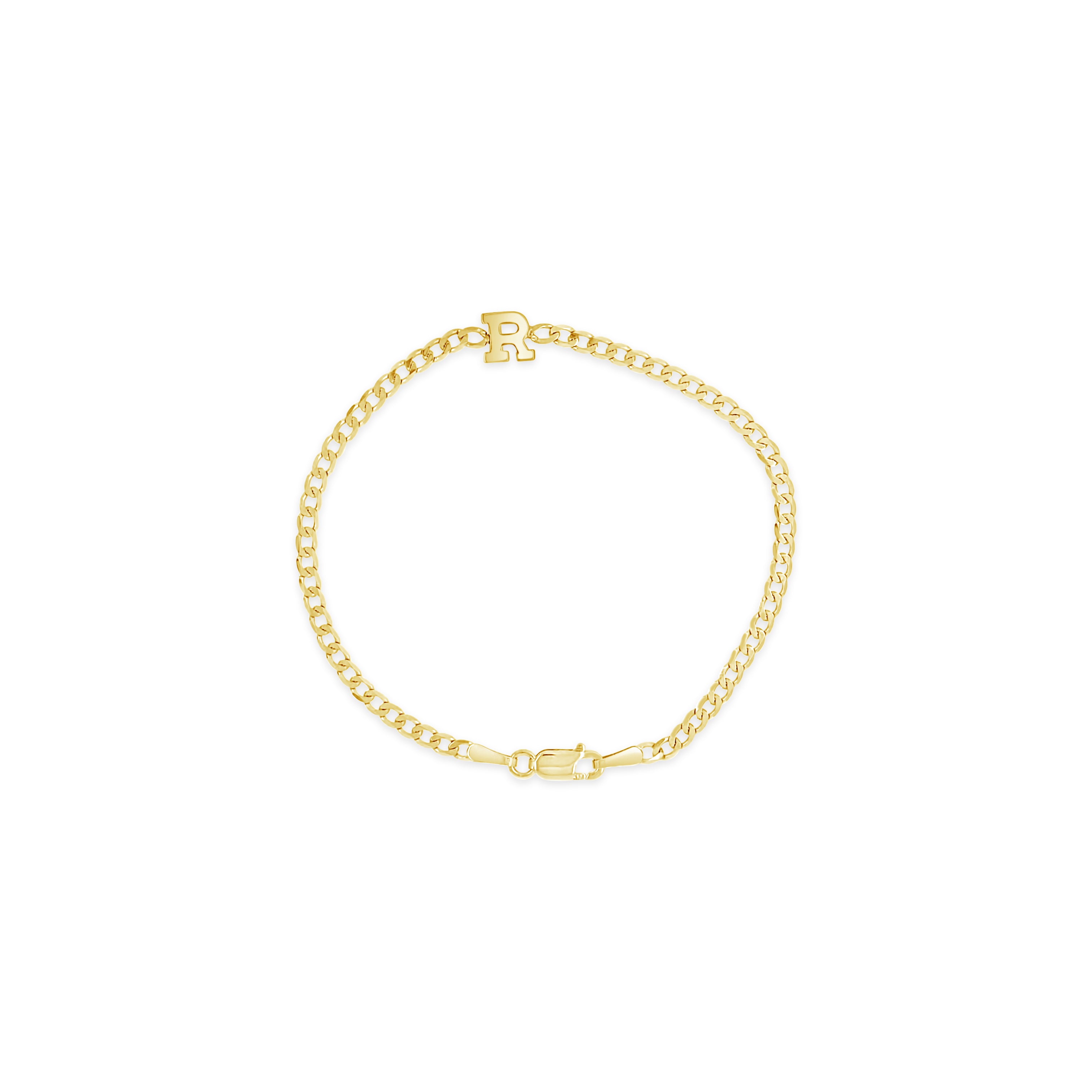 10K Gold Curb Chain and Gold Initial Bracelet