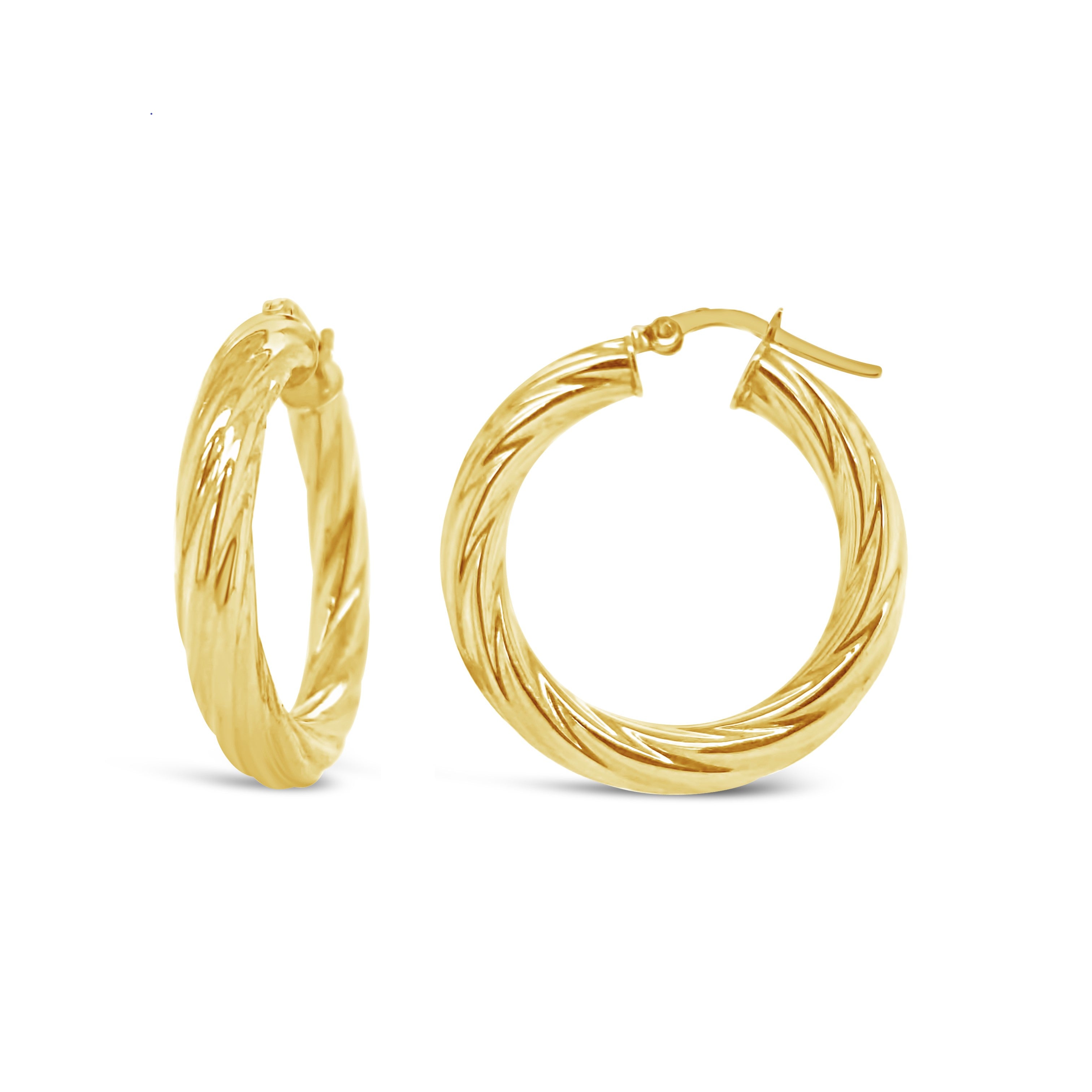 4mm Thick Twisted Gold Hoops