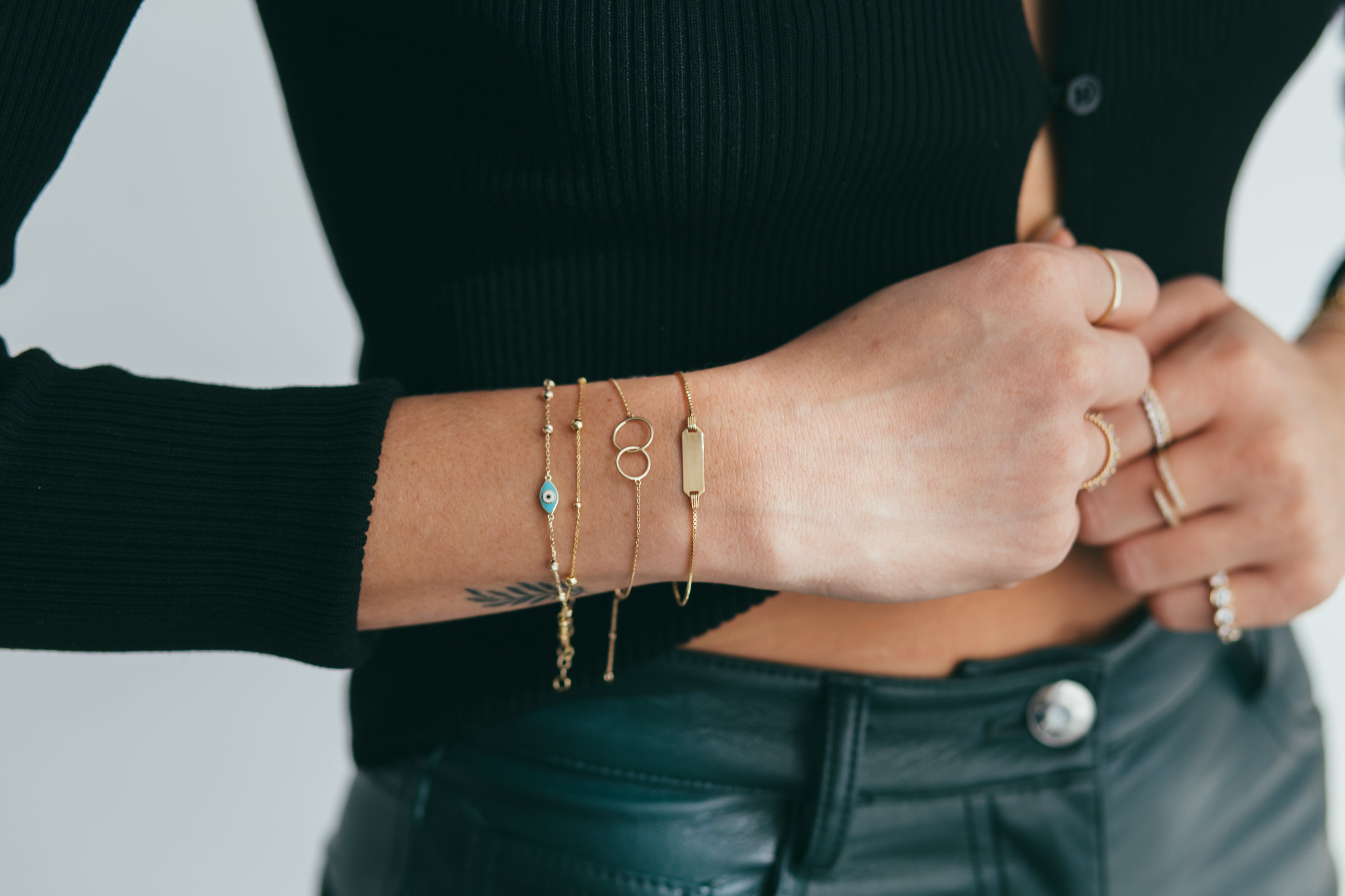 10K Gold Turquoise Evil Eye Beaded Bracelet
