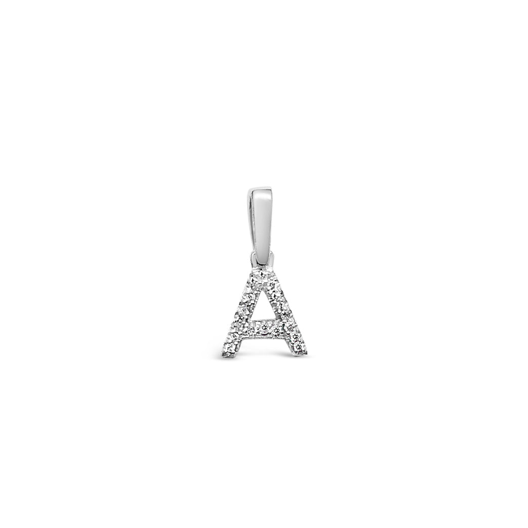 Close-up of the sparkling diamond initial charm by Jessica Jewellery.