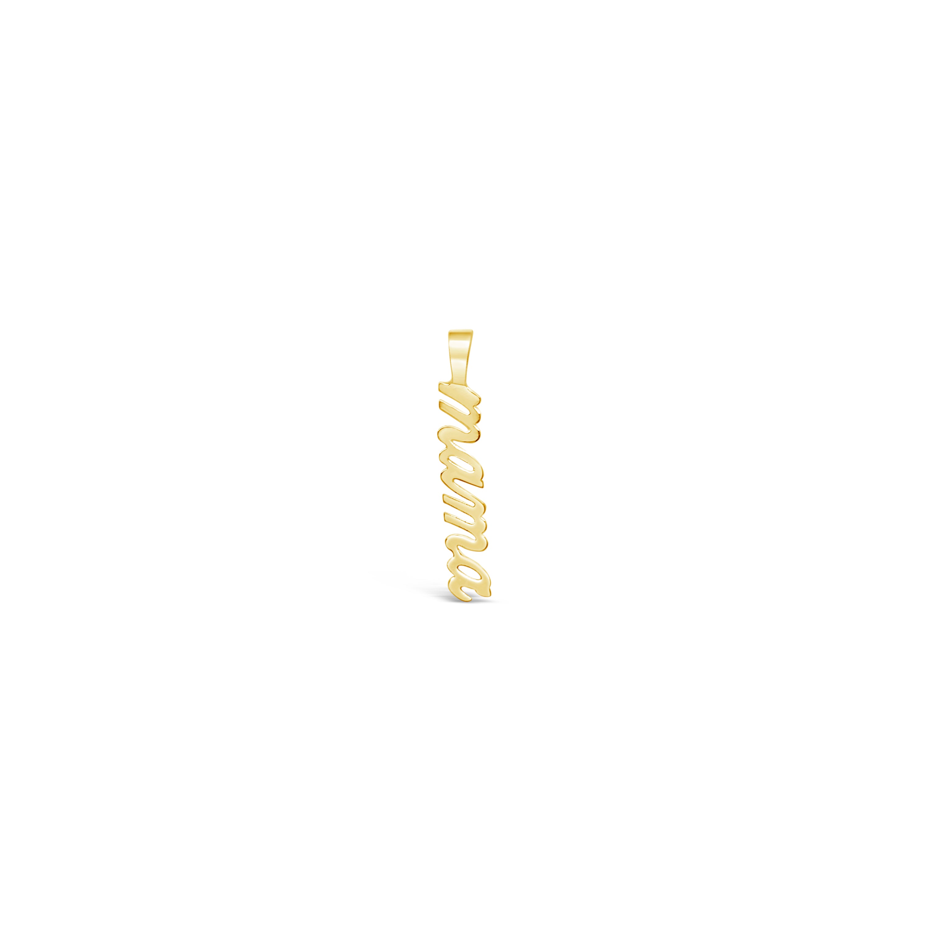 14K White Gold Cursive Mama Charm