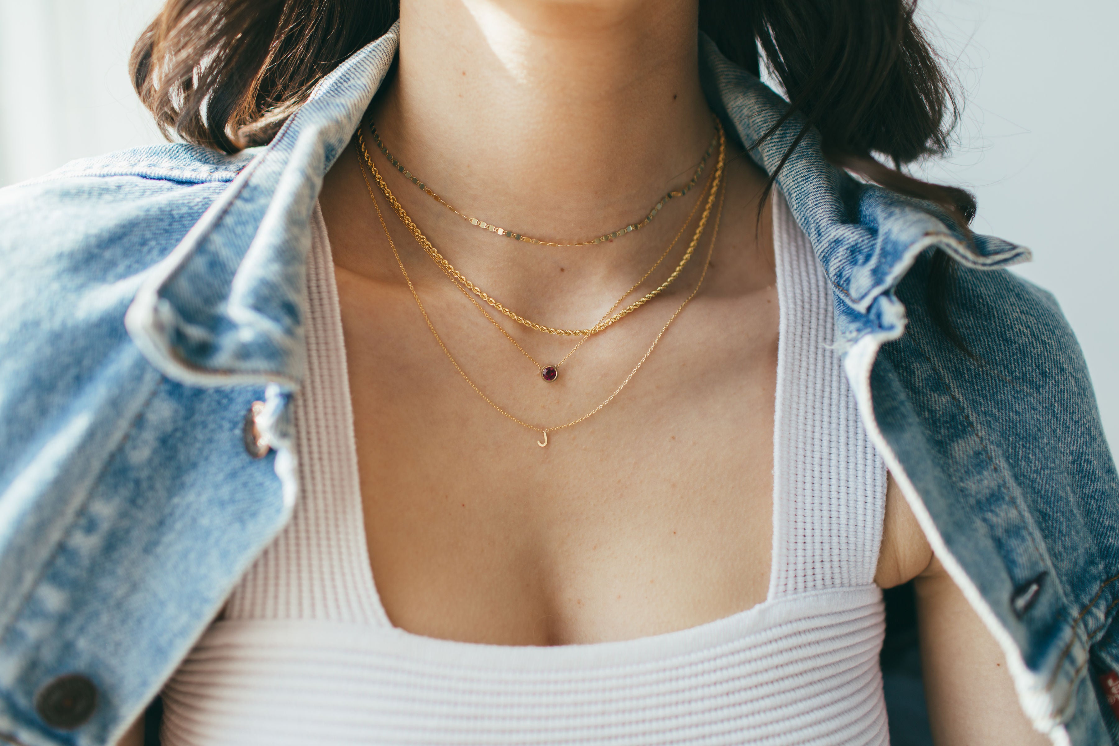 14K Gold Centered Initial Necklace