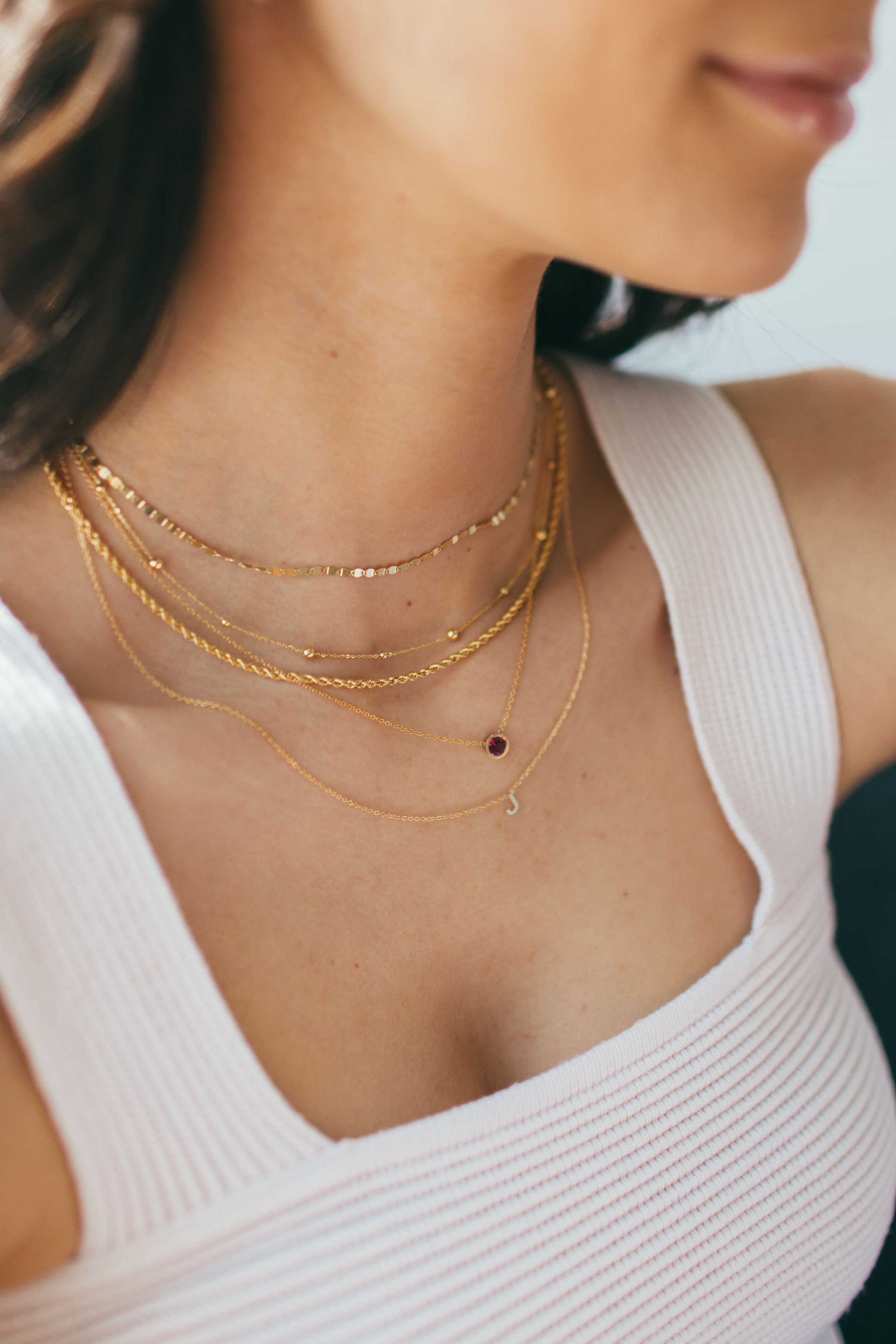 14K Gold Centered Initial Necklace