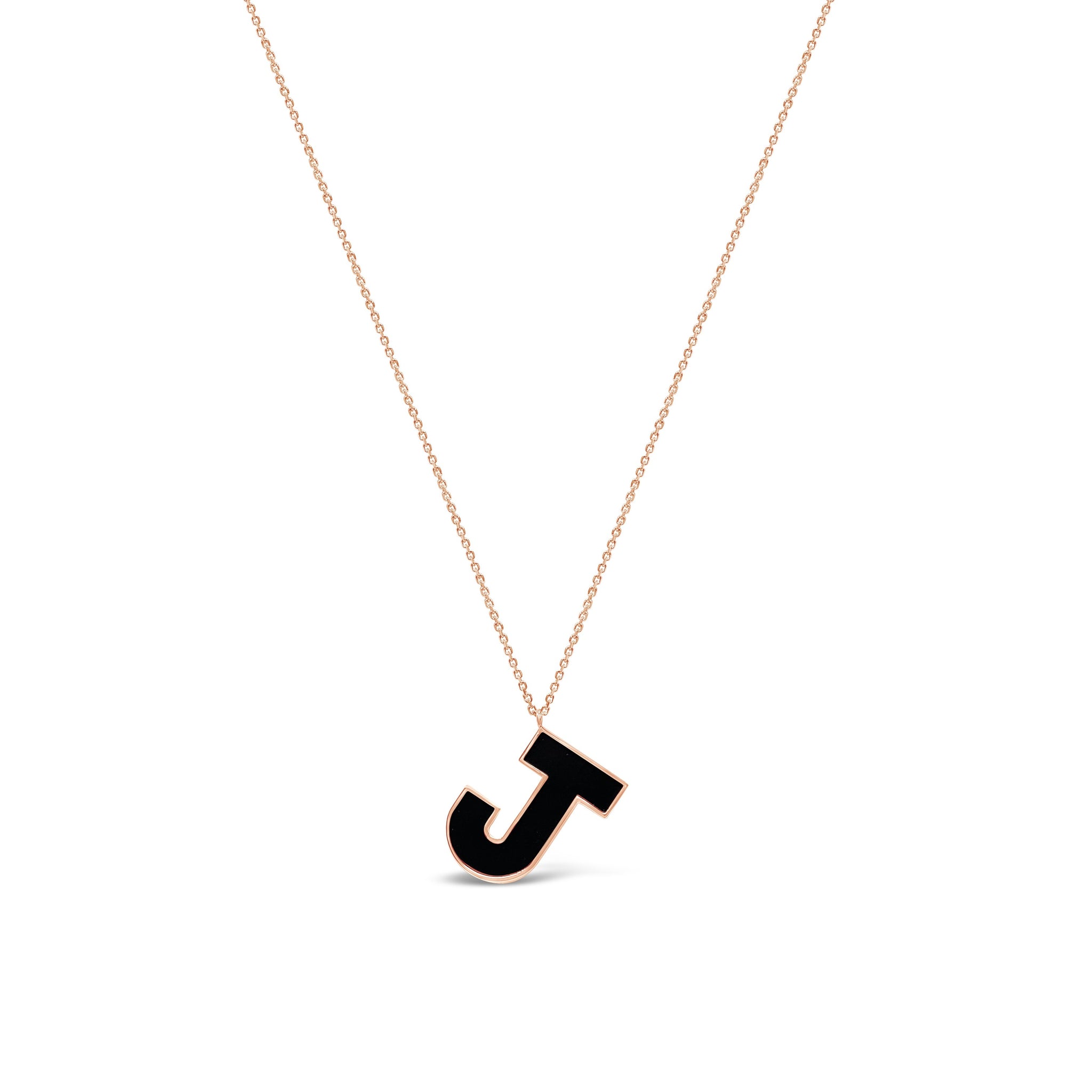 Jumbo Black Enamel Initial Necklace Jessica Jewellery