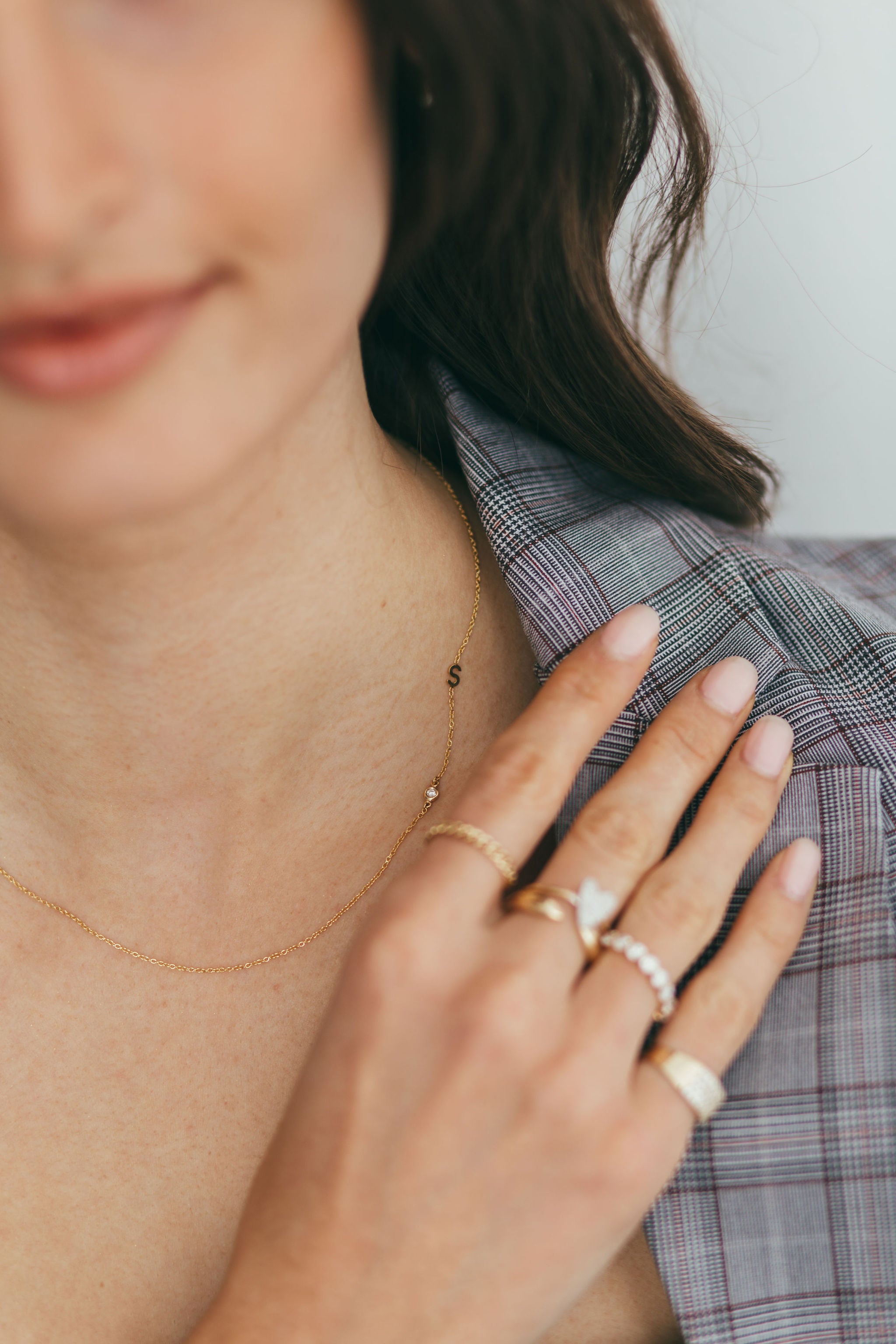 14K Gold Initial and Diamond Necklace