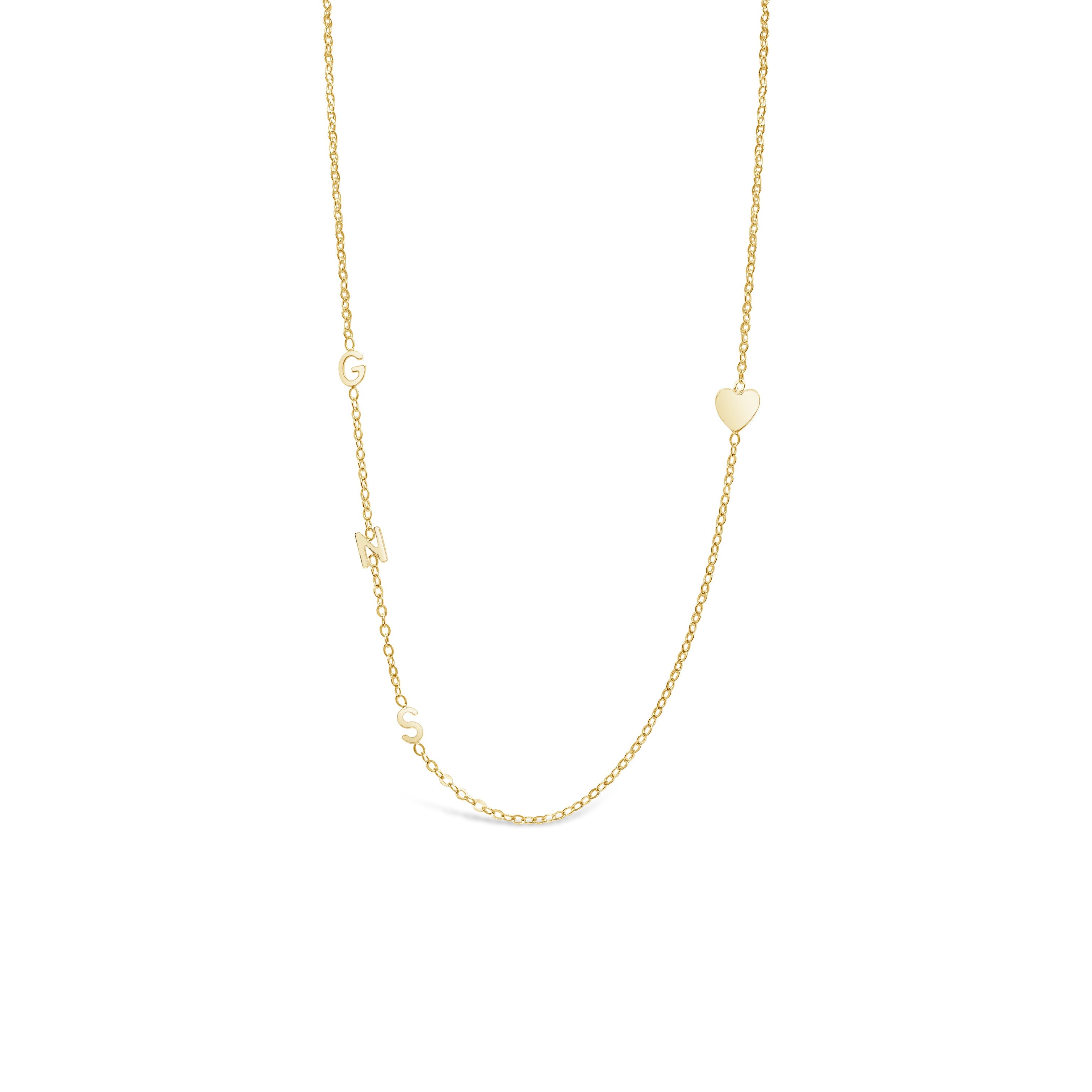 14K Gold Initial and Heart Necklace