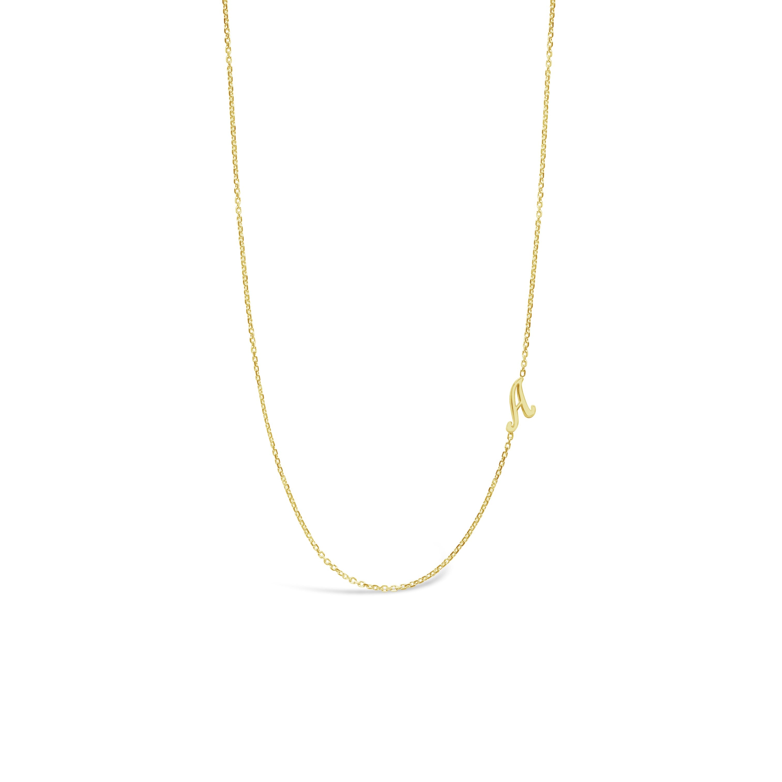 14K Gold Script Initial Necklace
