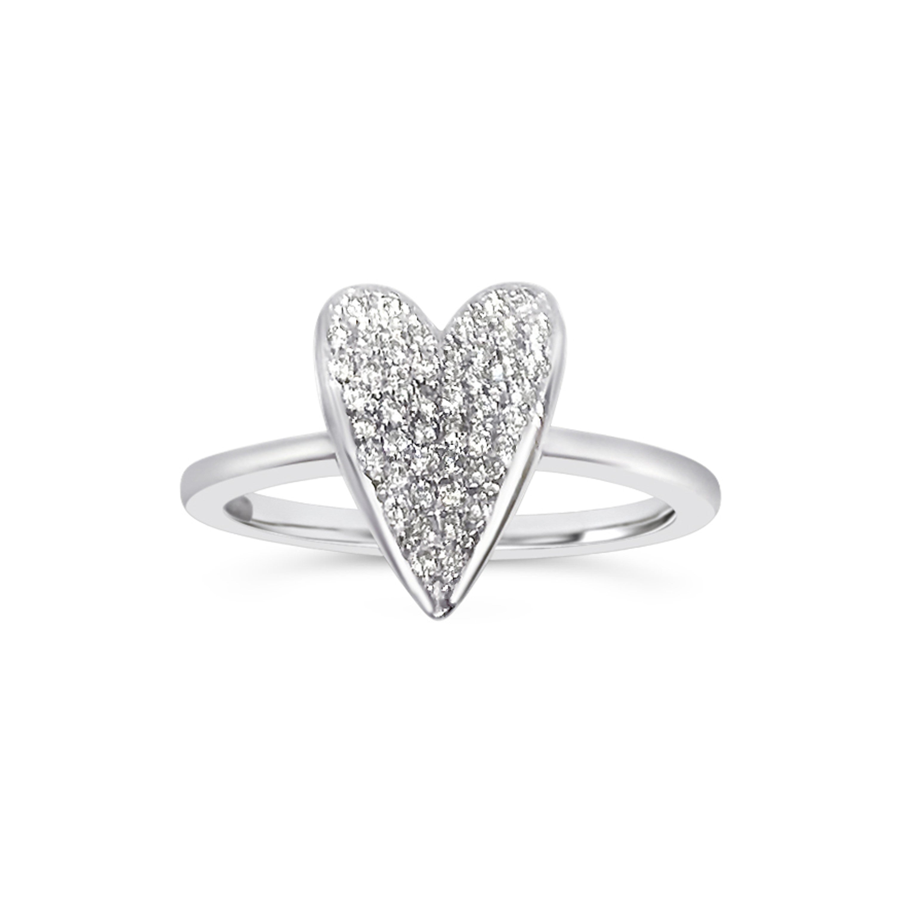 Pave diamond heart on sale ring