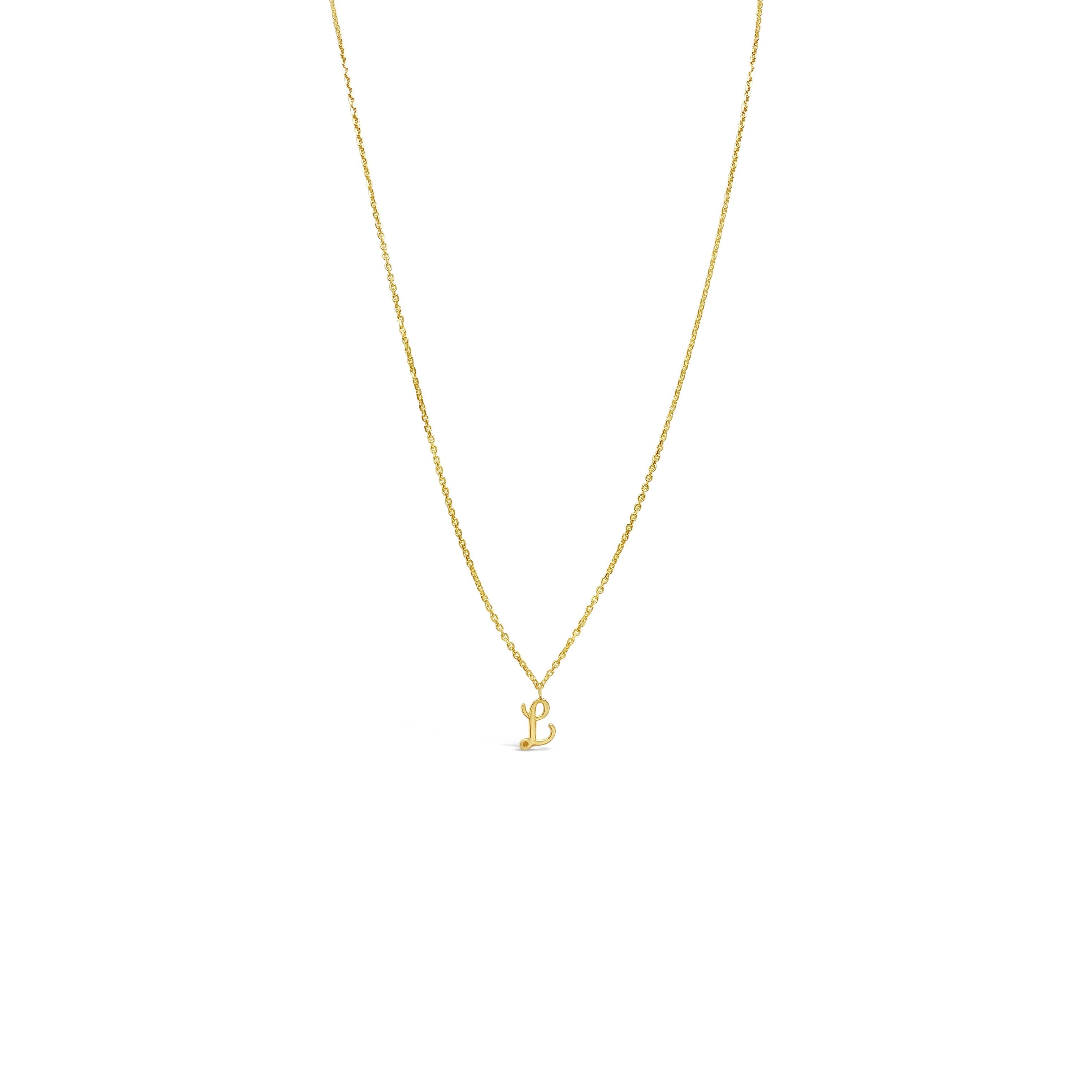 14K Gold Dangling Script Initial Necklace