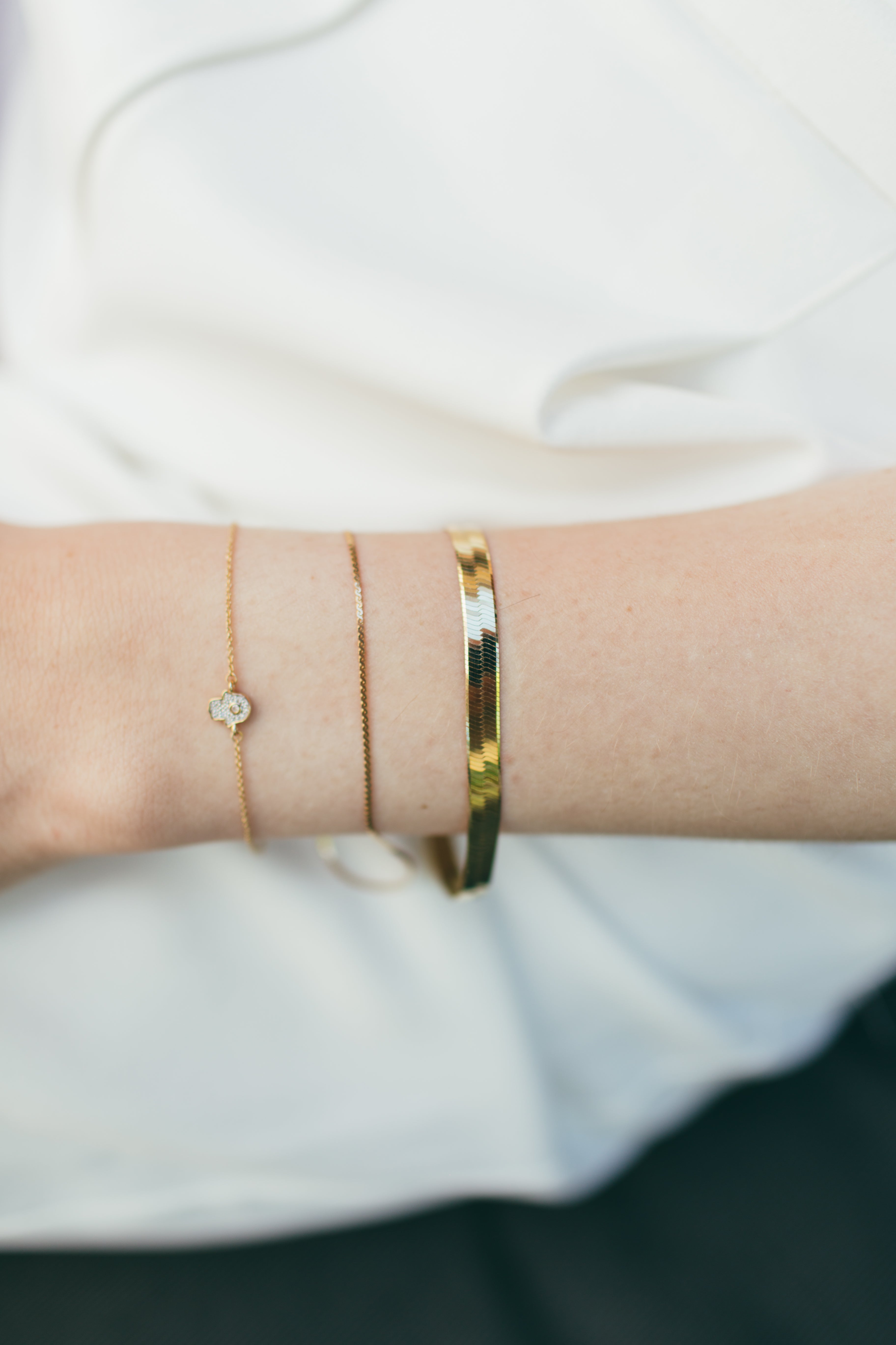 10K Gold Large Herringbone Bracelet