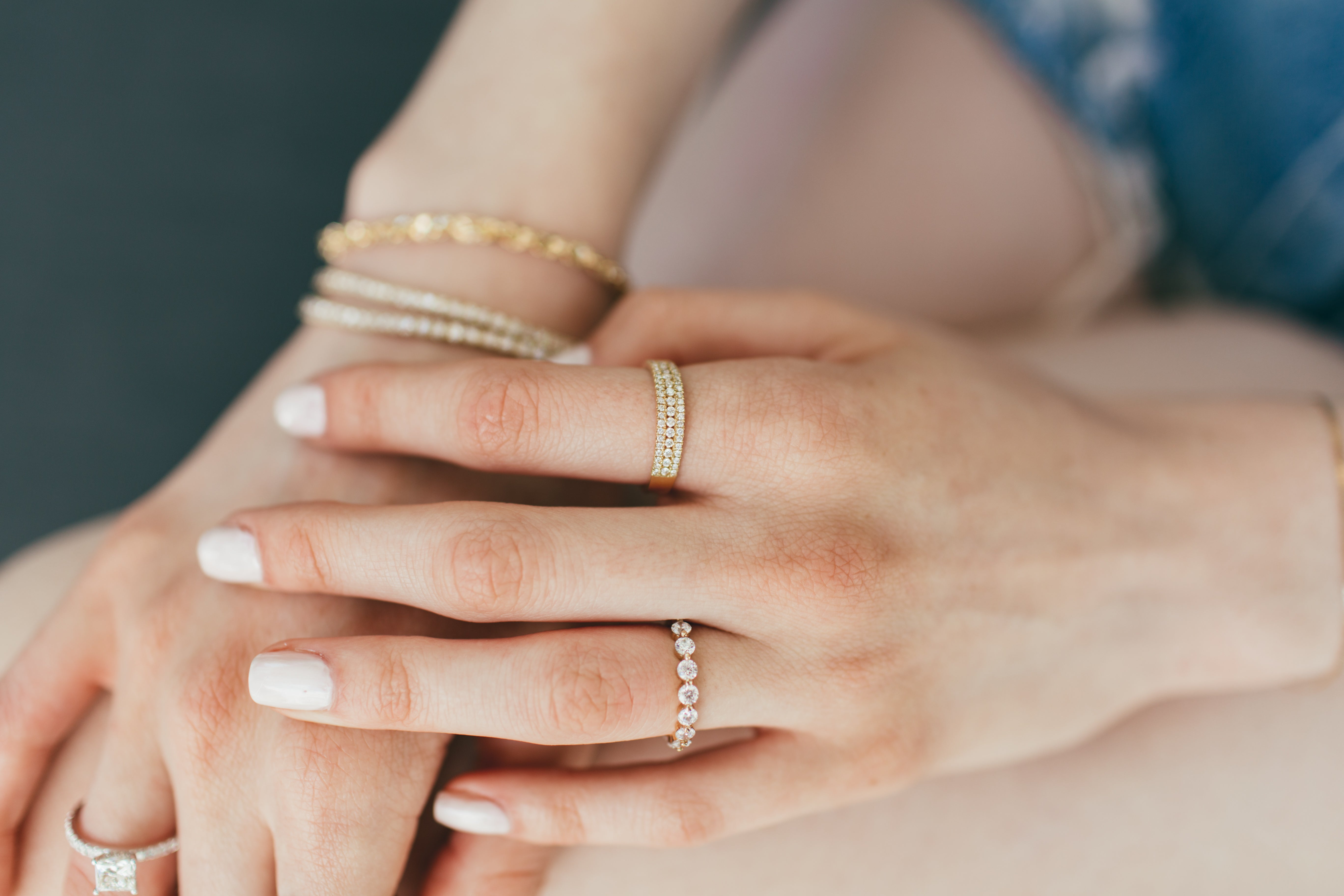 14K Triple Row Pavé Diamond Ring