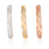 Jessica Jewellery twisted diamond ring in white, yellow or rose gold.