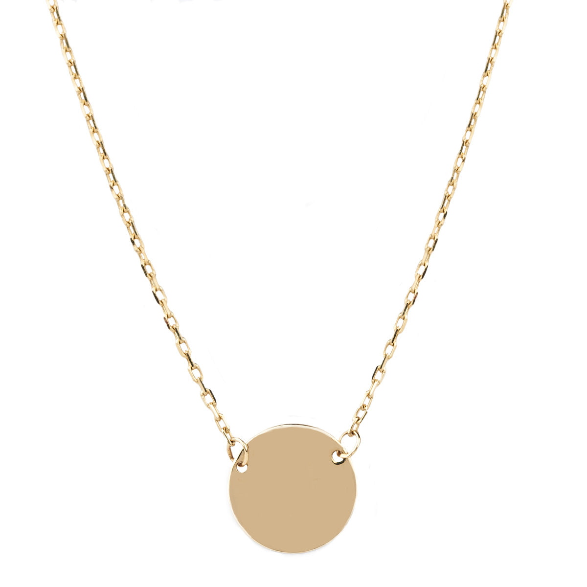 Jessica Jewellery yellow gold mini disc necklace. 
