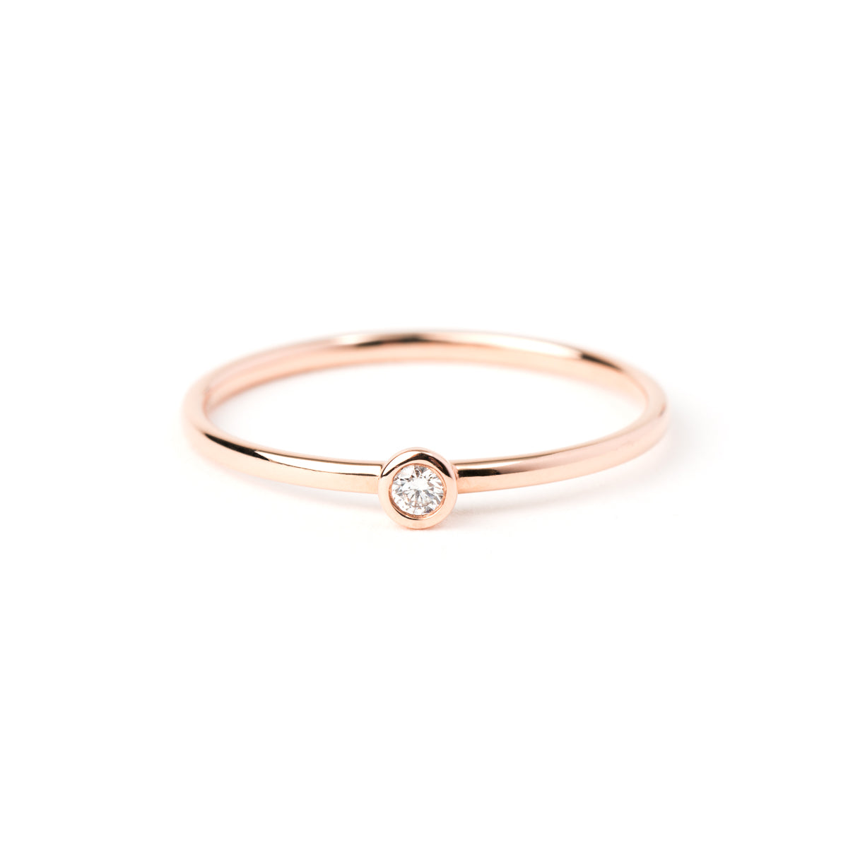 14K Gold Bezel-Set Diamond Ring