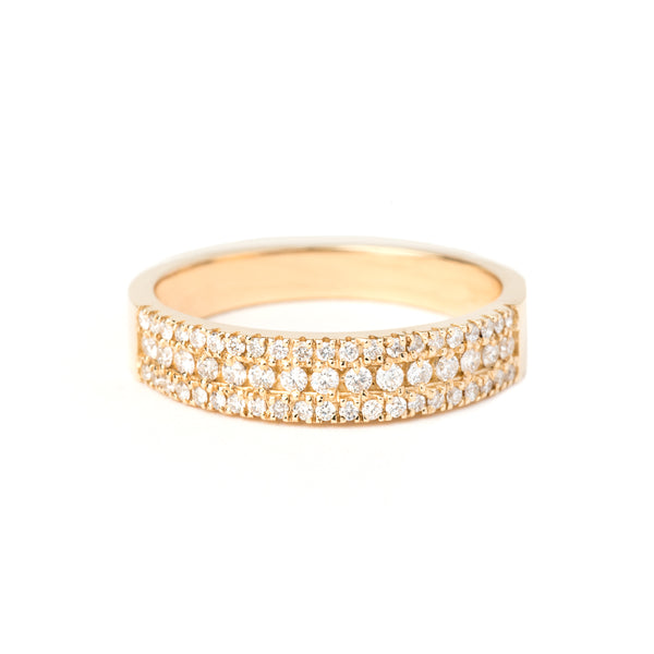 Triple Row Pavé Diamond Ring | Jessica Jewellery