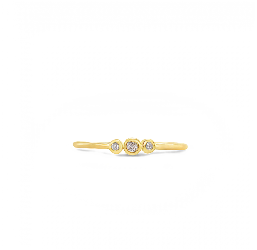 Three Diamond Bezel Ring