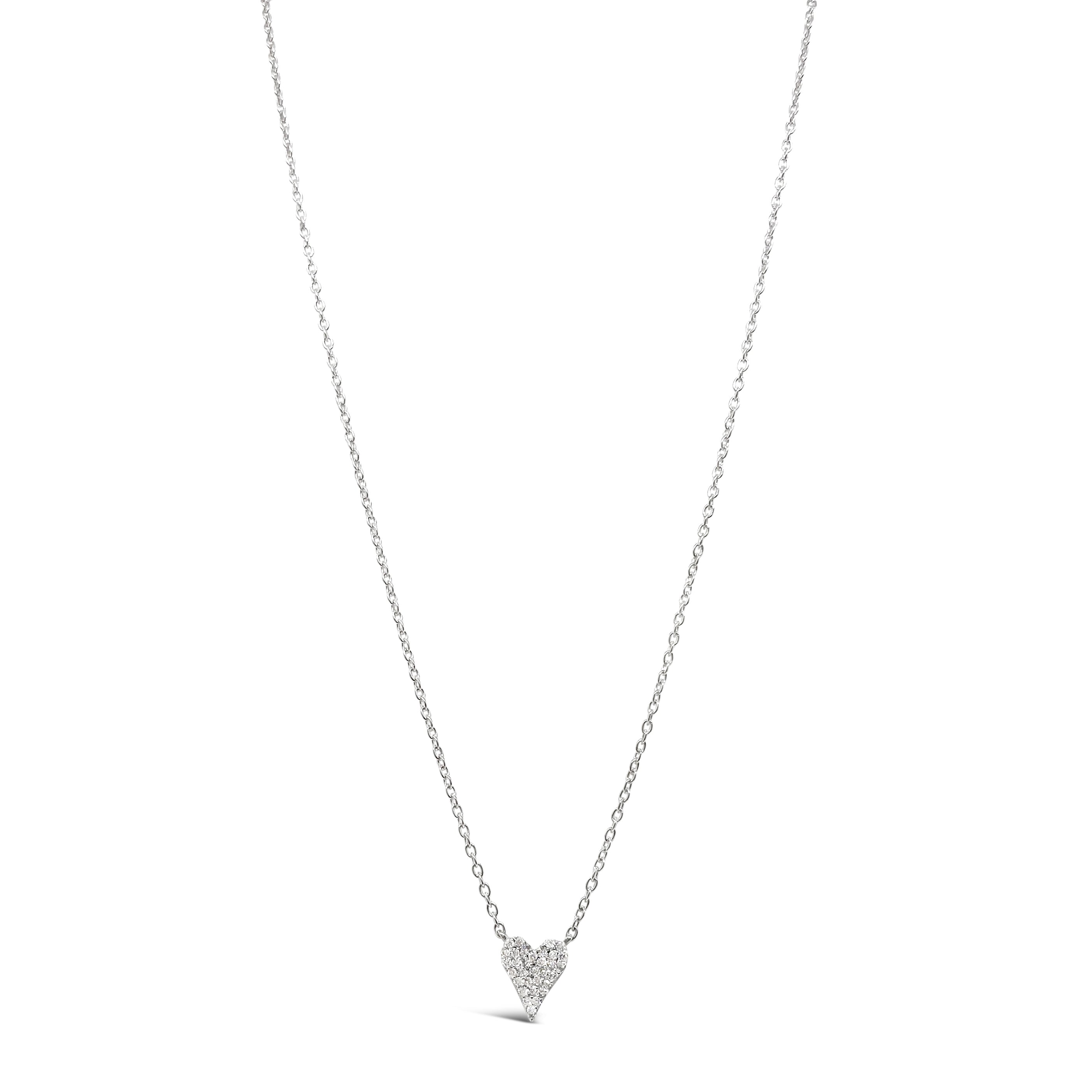 Close-up view of Jessica Jewellery's pointy diamond heart necklace.