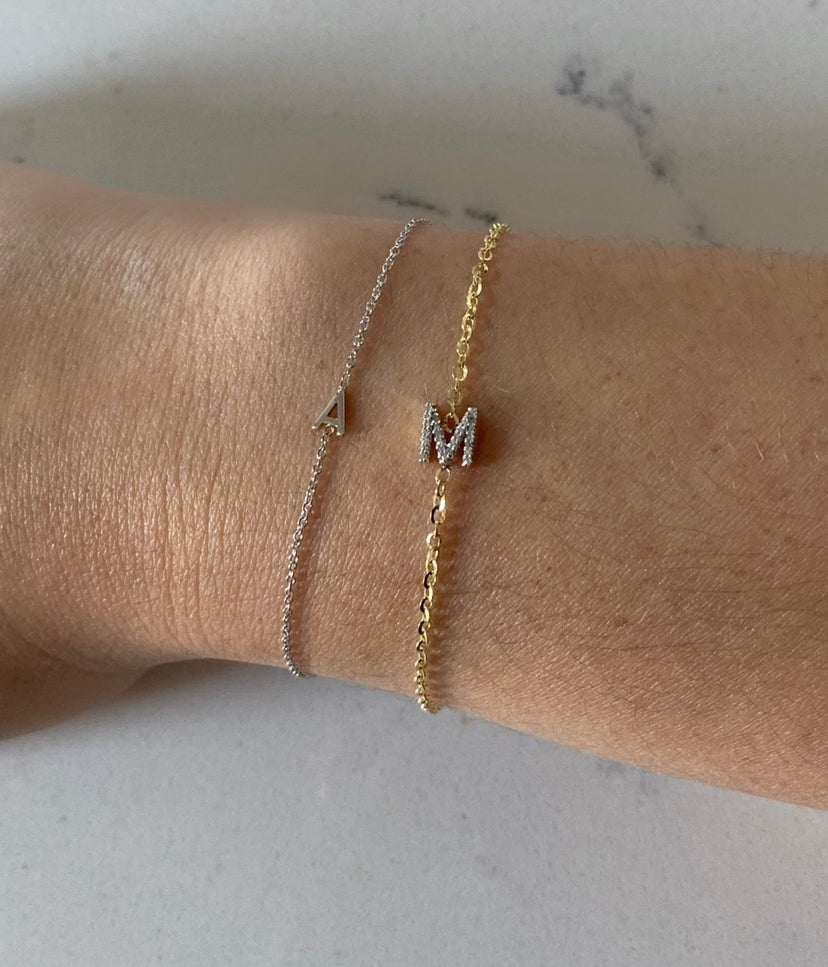 10K Gold Diamond Initial Bracelet