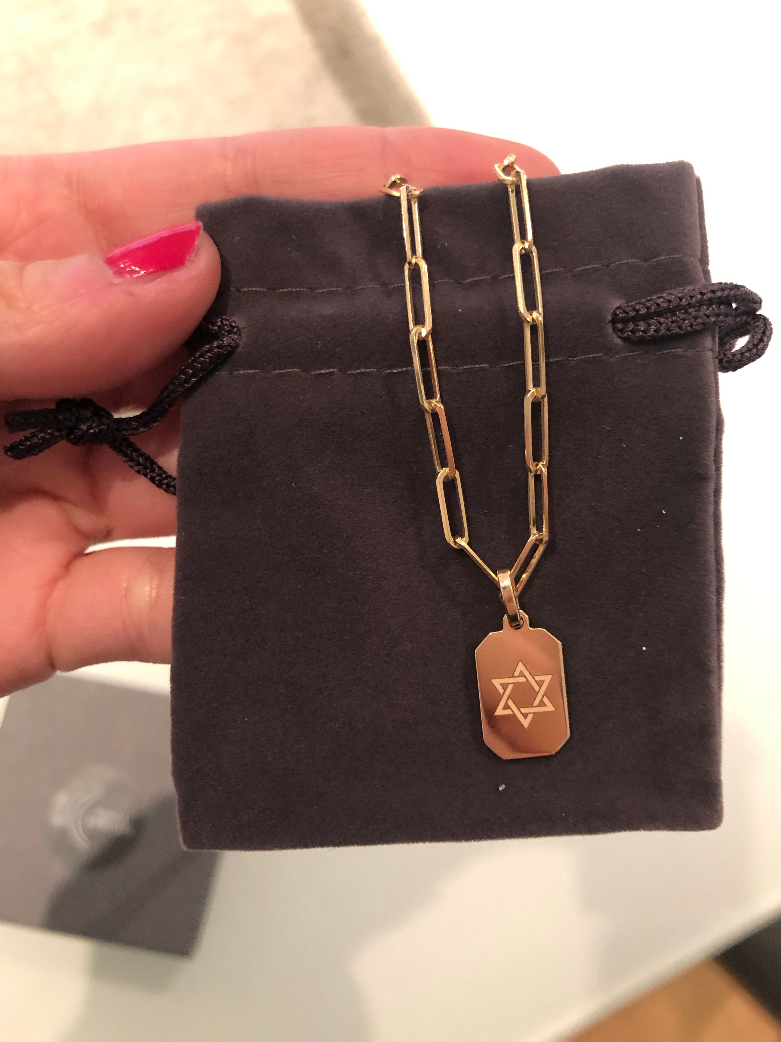 10K Gold Rectangular Dog Tag Charm