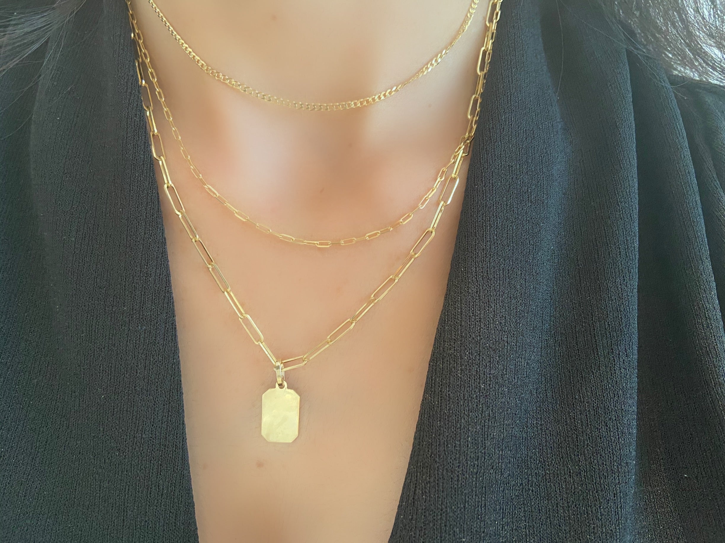 10K Gold Rectangular Dog Tag Charm