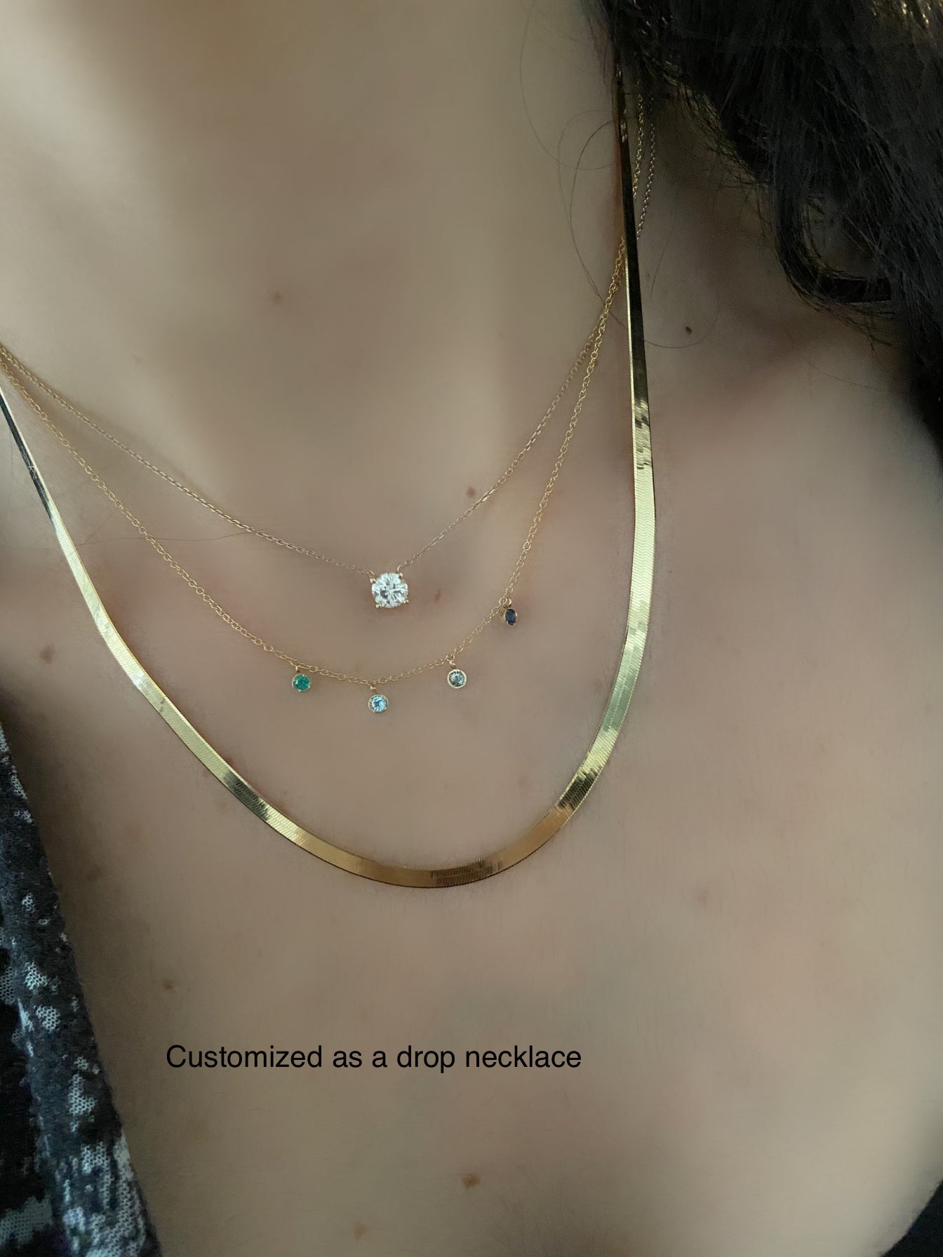 14K Gold Mini Birthstone Bezel Necklace