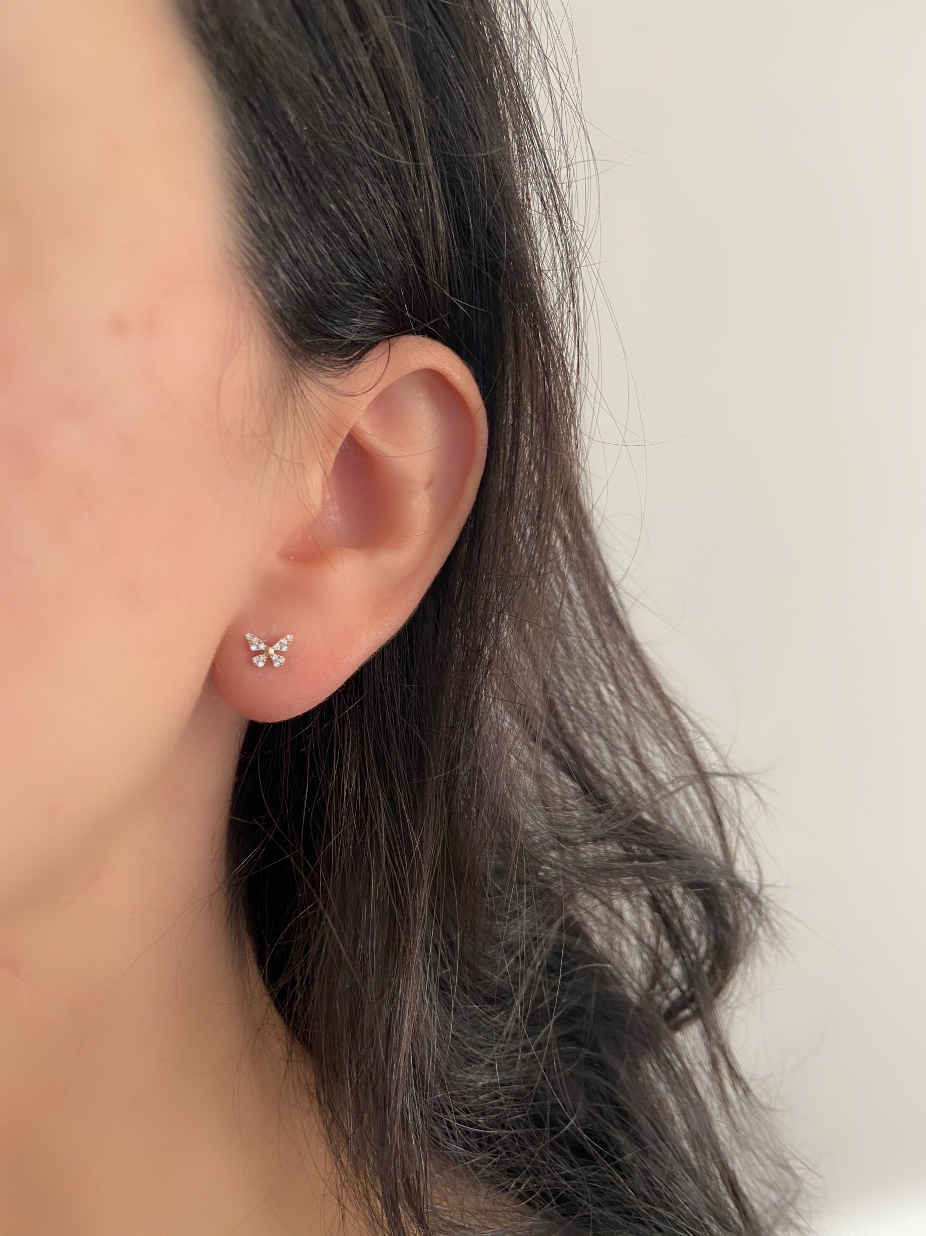 14K Gold and Diamond Butterfly Studs
