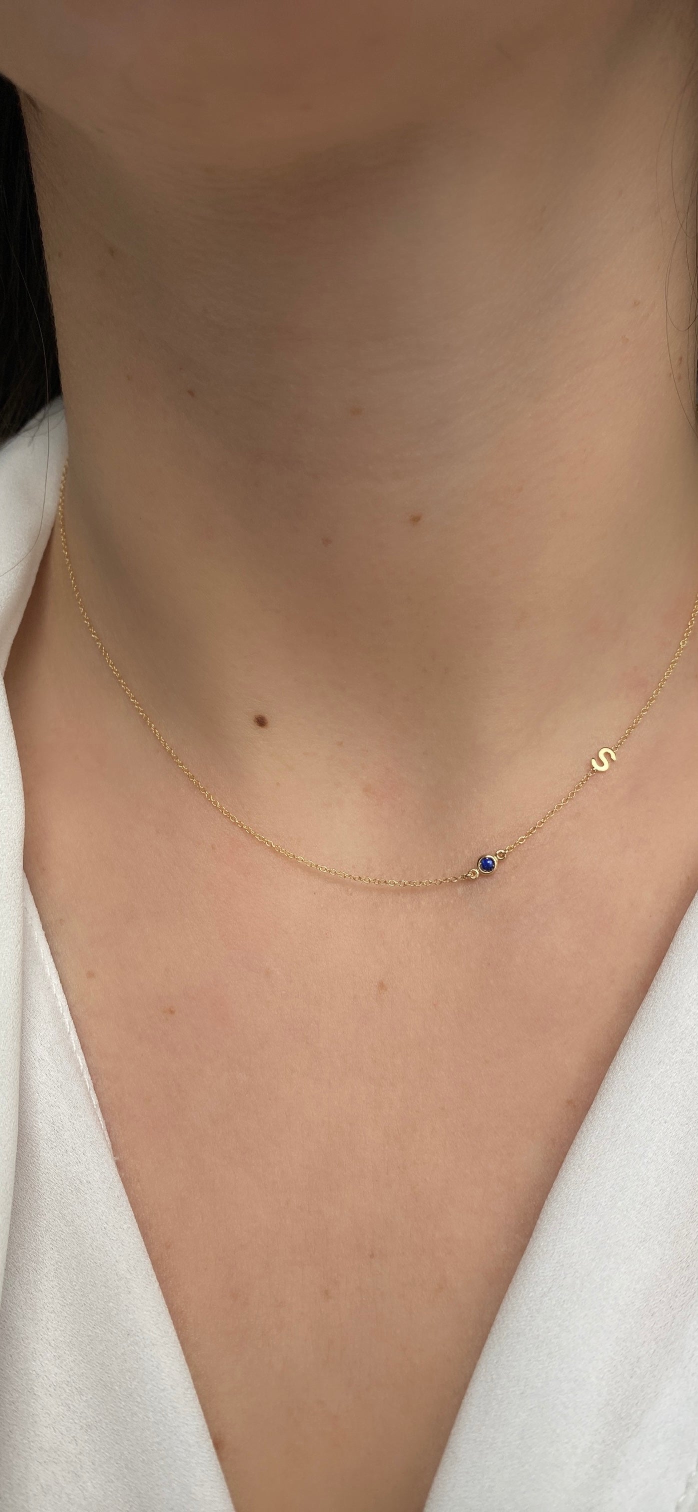 14K Initial and Birthstone Necklace