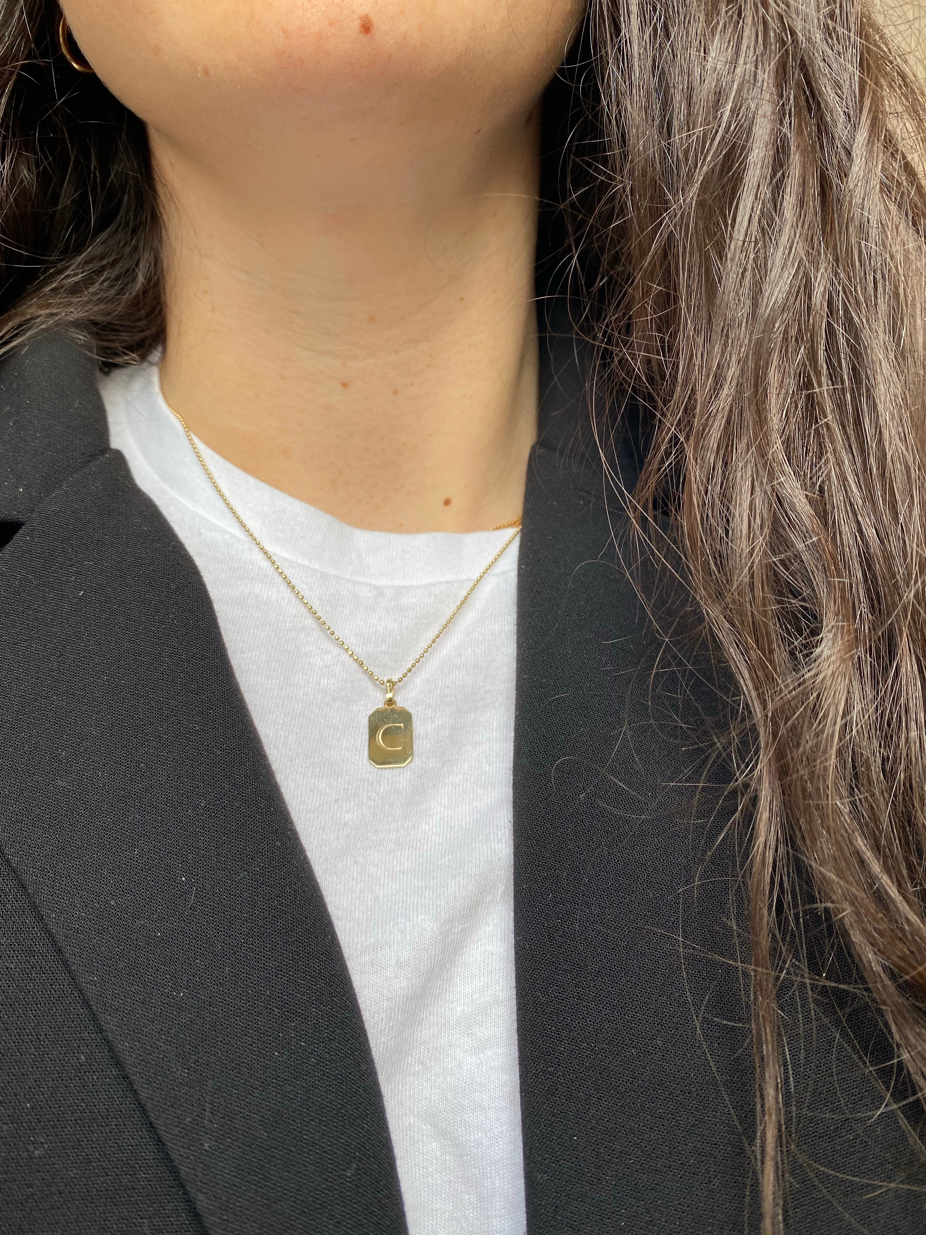 10K Gold Rectangular Dog Tag Charm
