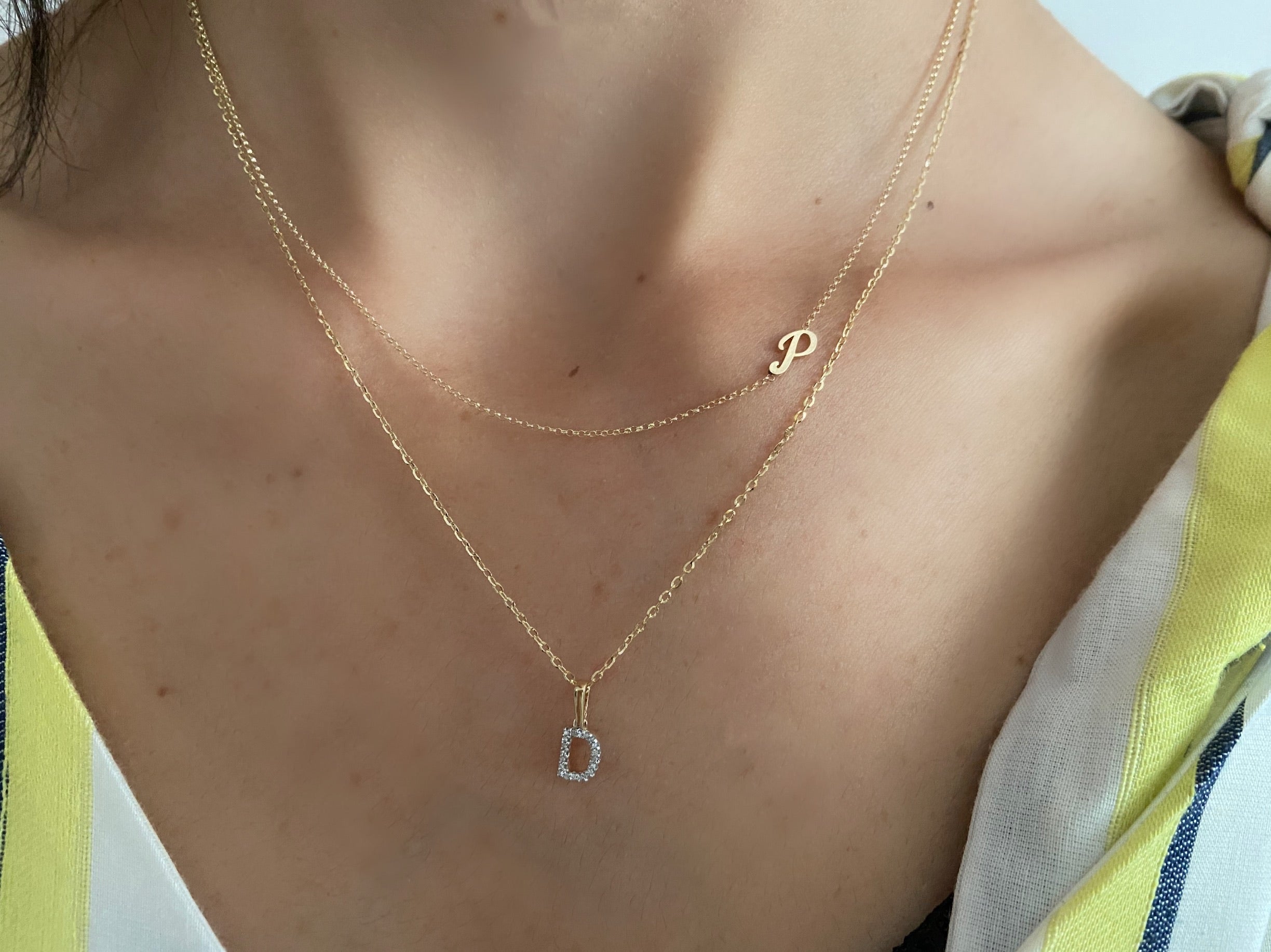 14K Gold Script Initial Necklace