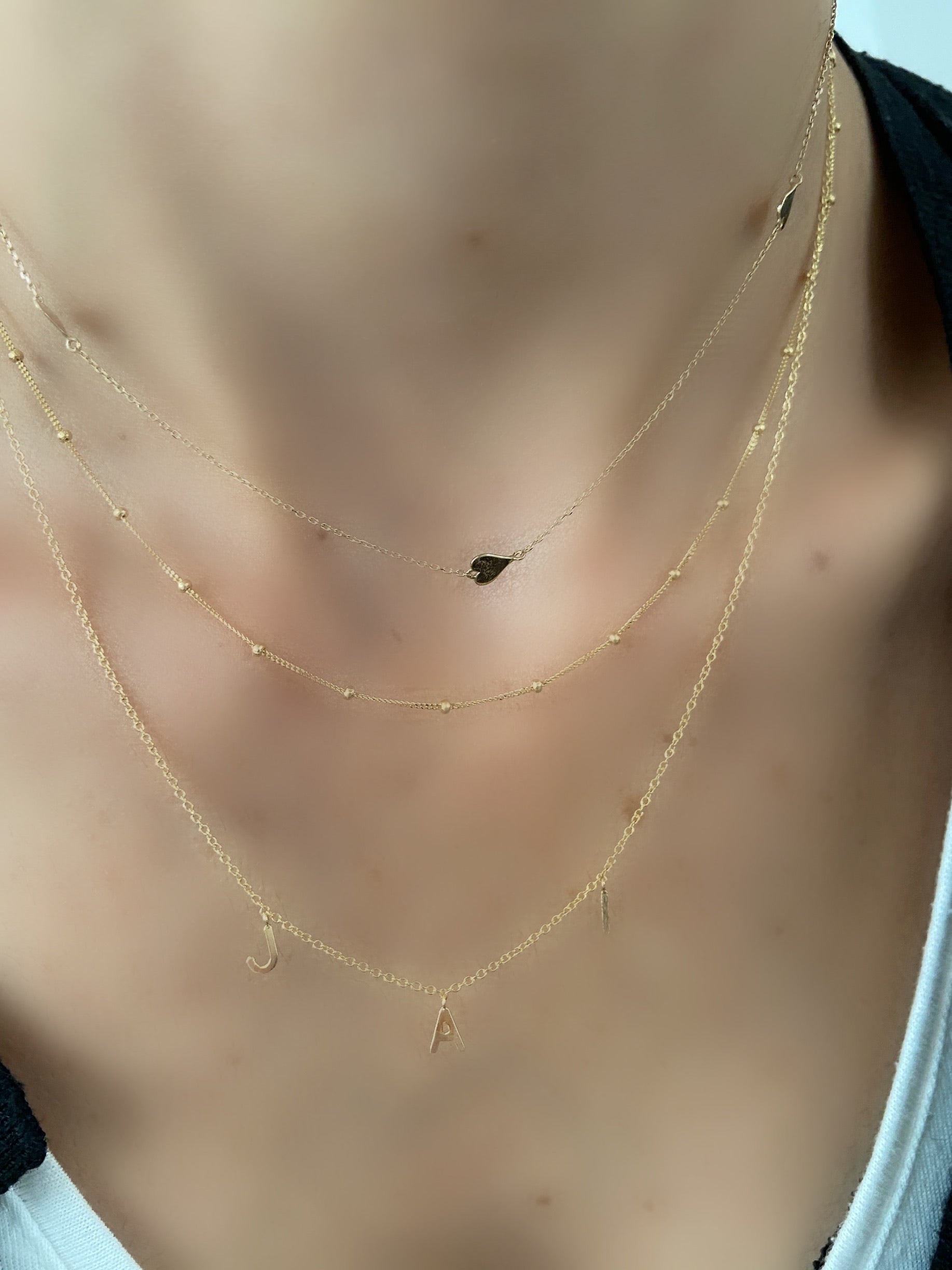 14K Gold Dangling Initial Necklace