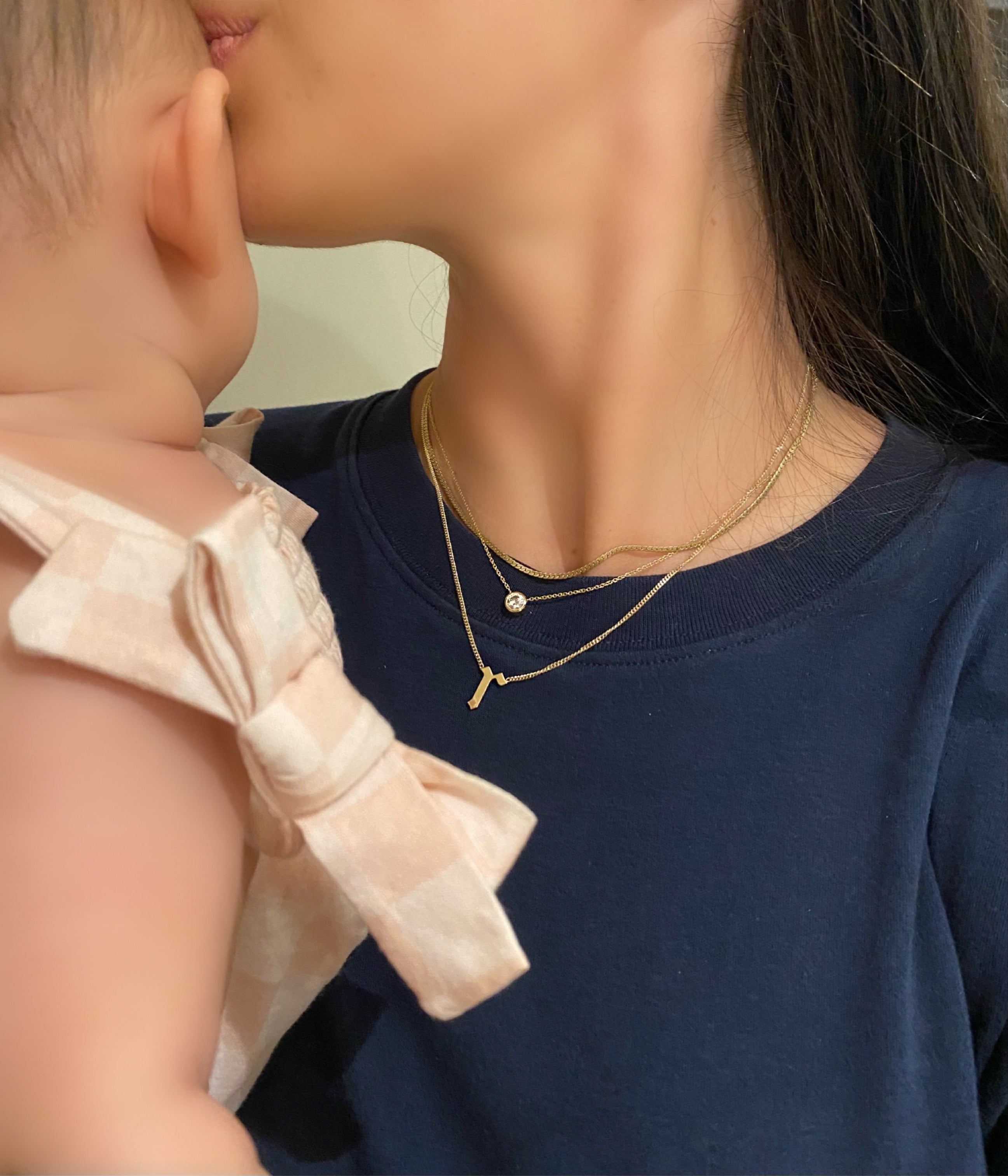Detailed view of Jessica Jewellery's Gothic Initial Curb Necklace.