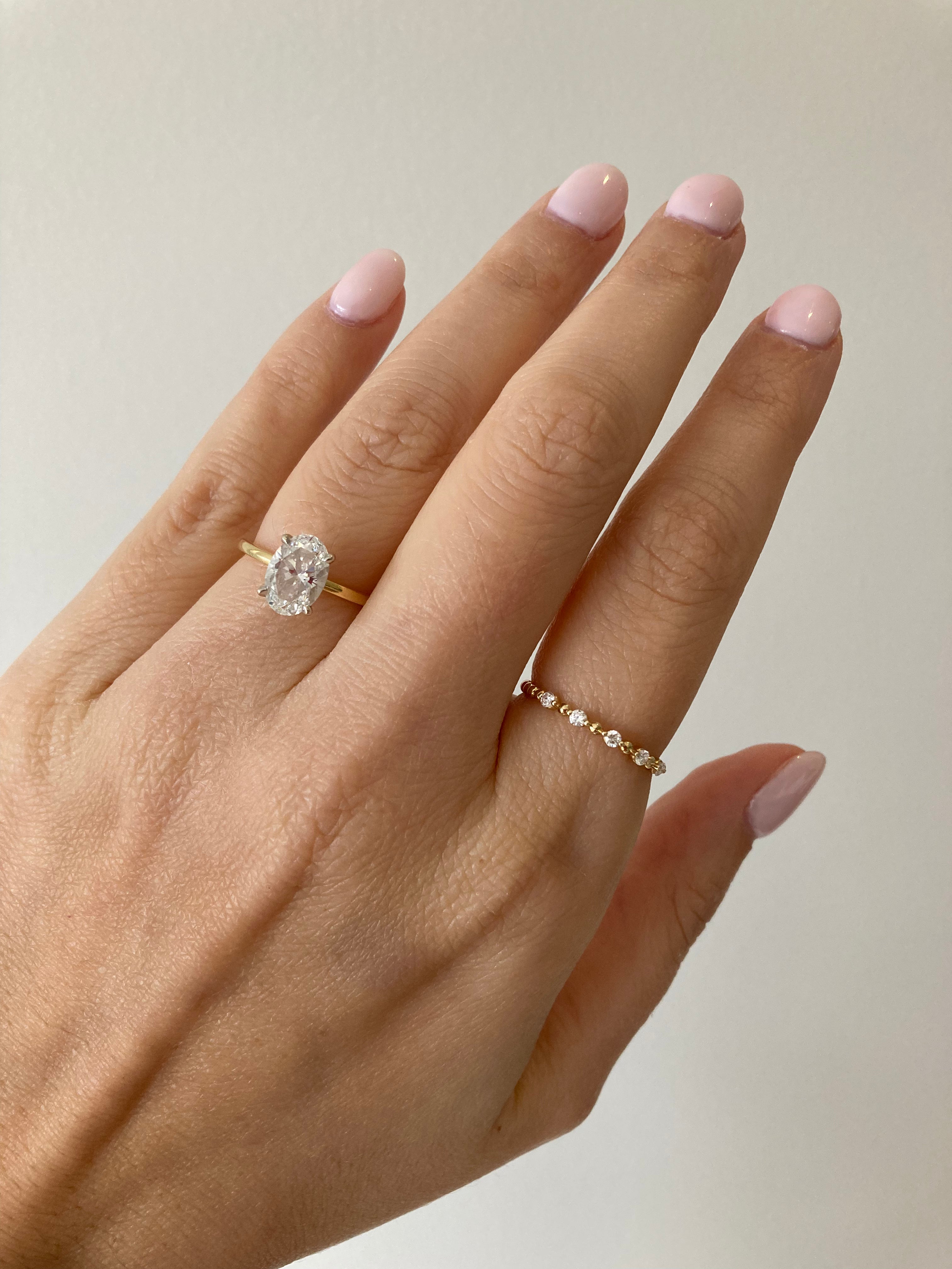 14K Gold Diamond and Bead Ring
