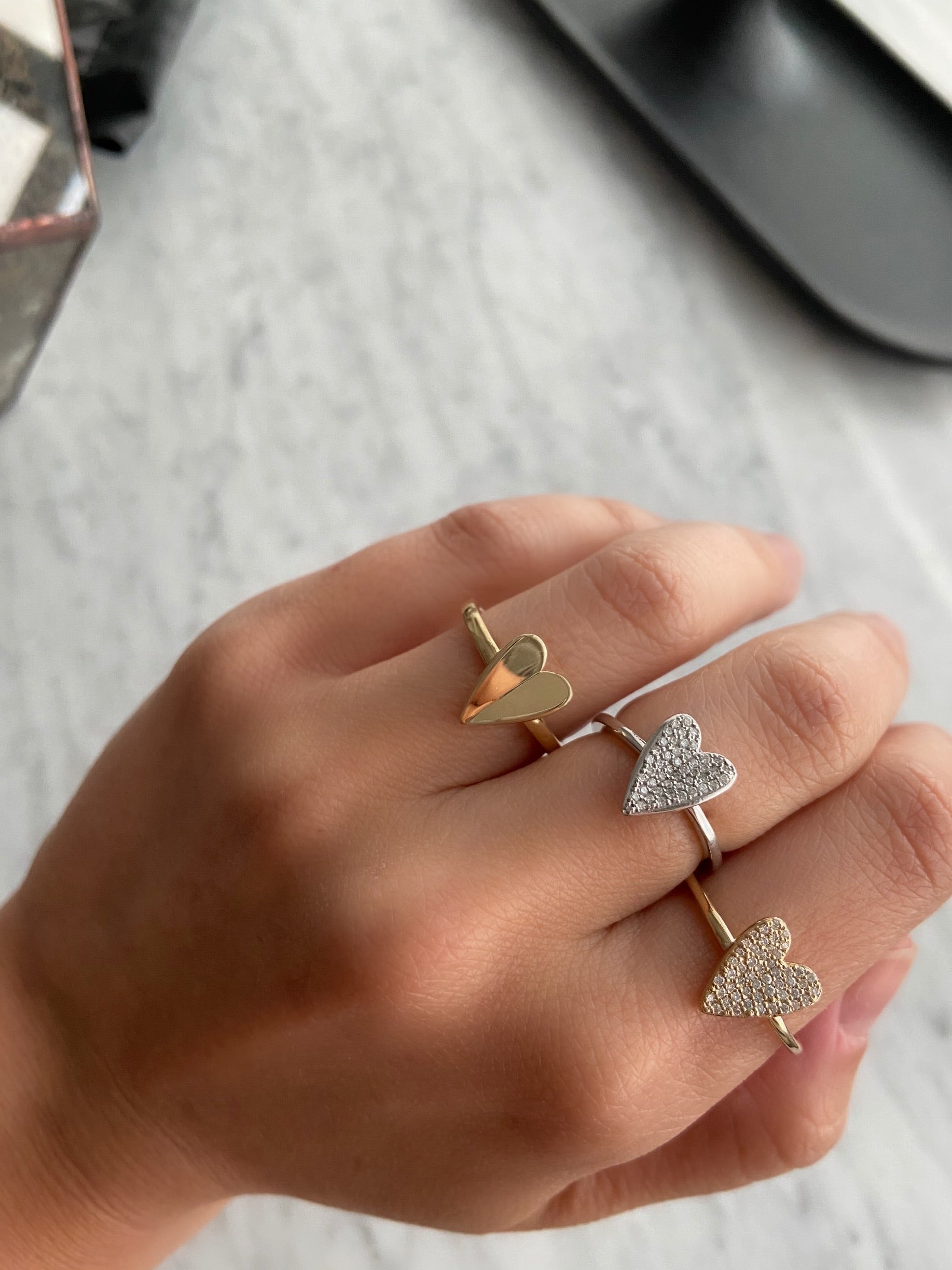 Elongated Diamond Heart Ring