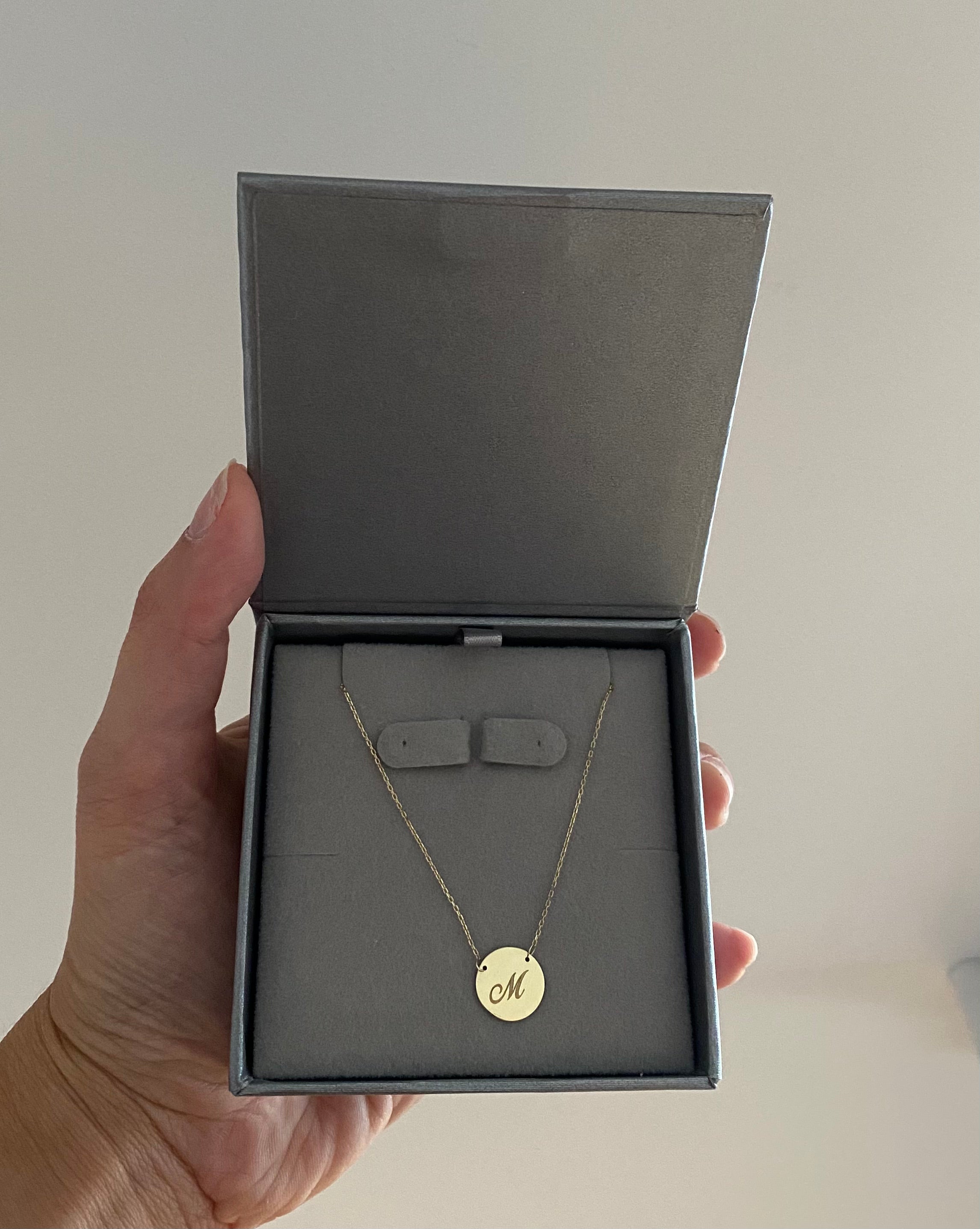 10K Gold Mini Disc Necklace - White Gold Only
