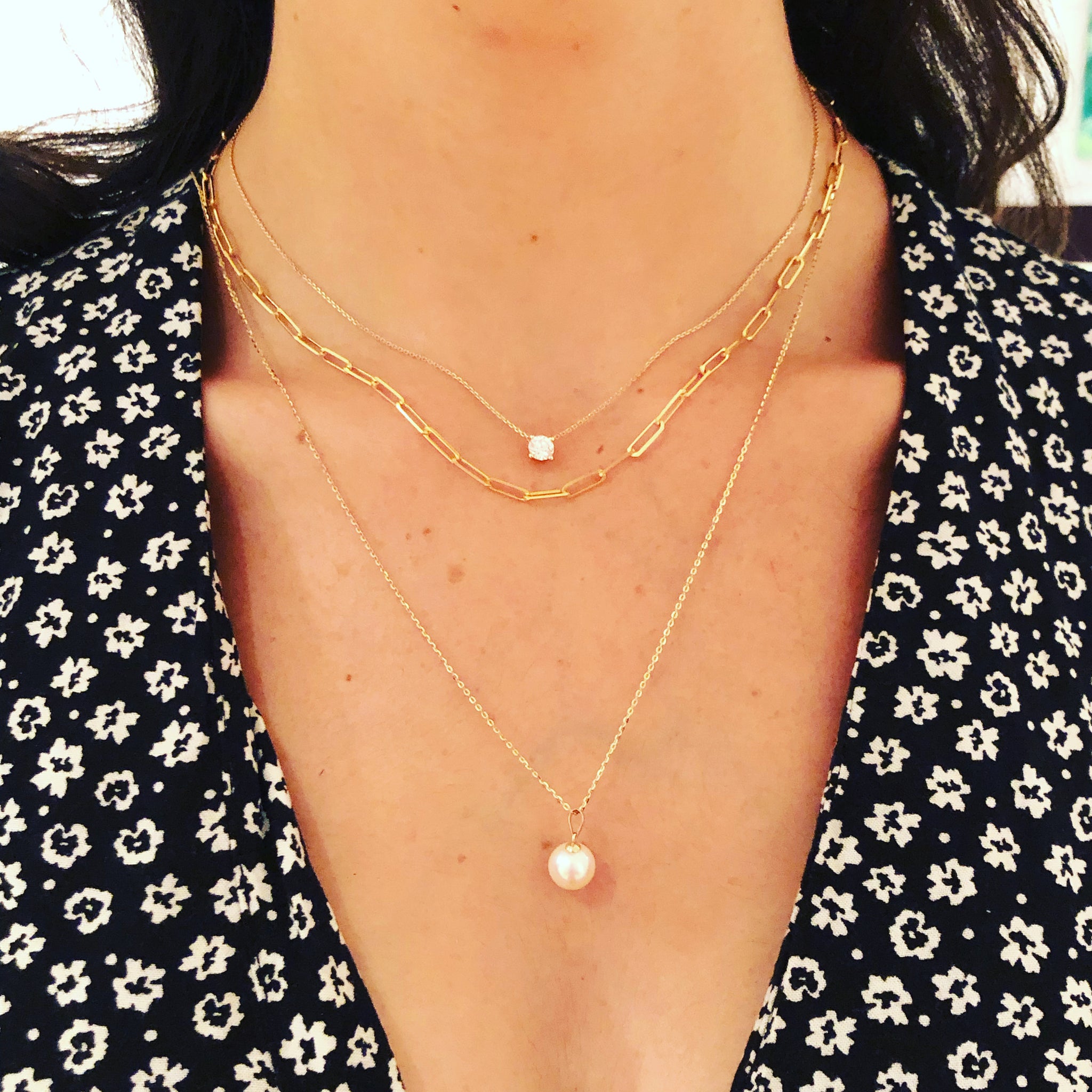 Floating Diamond Necklace - Jessica Jewellery 0.30 / 14K Yellow Gold / 18